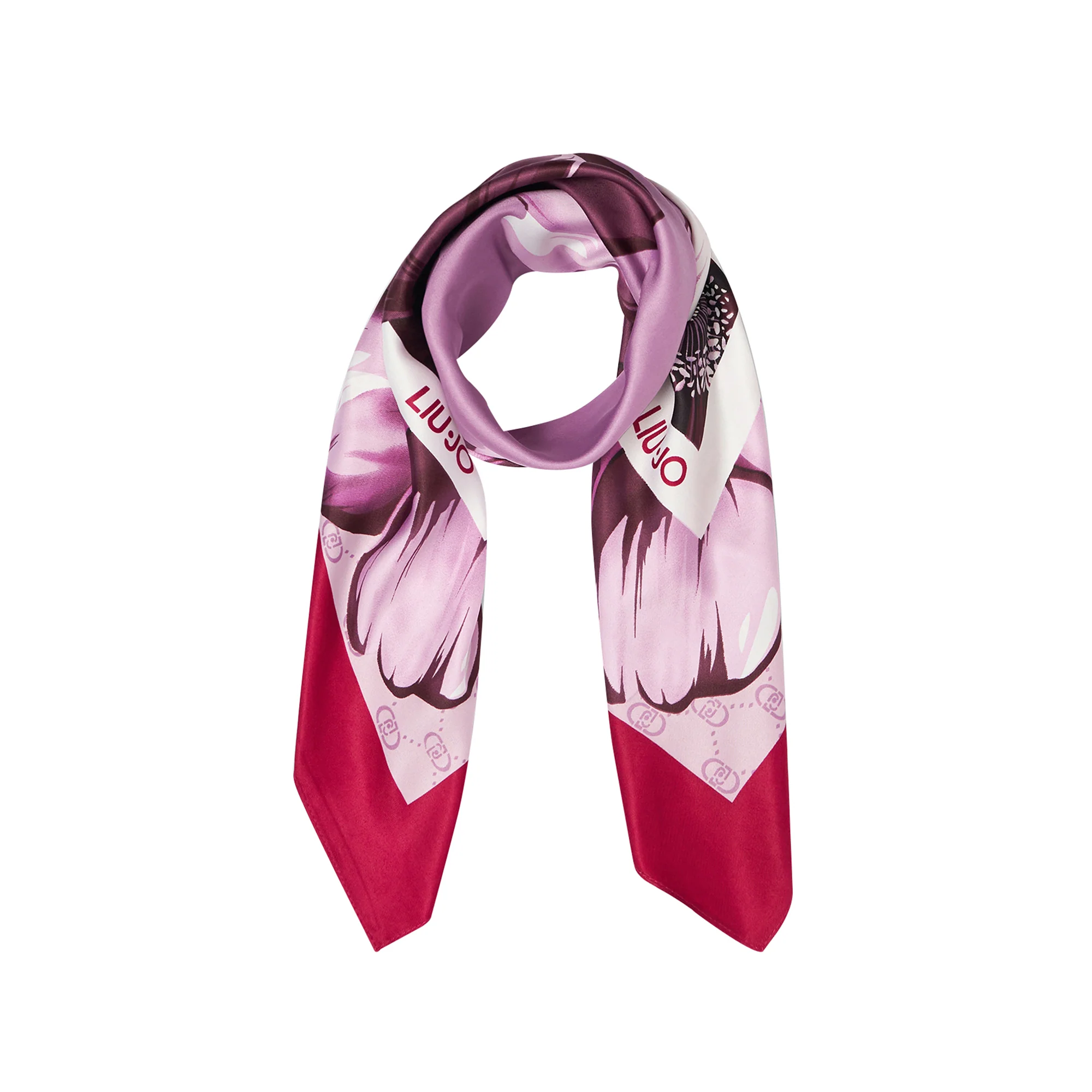 Foulard Donna in tessuto rosa a fiori - Image 2