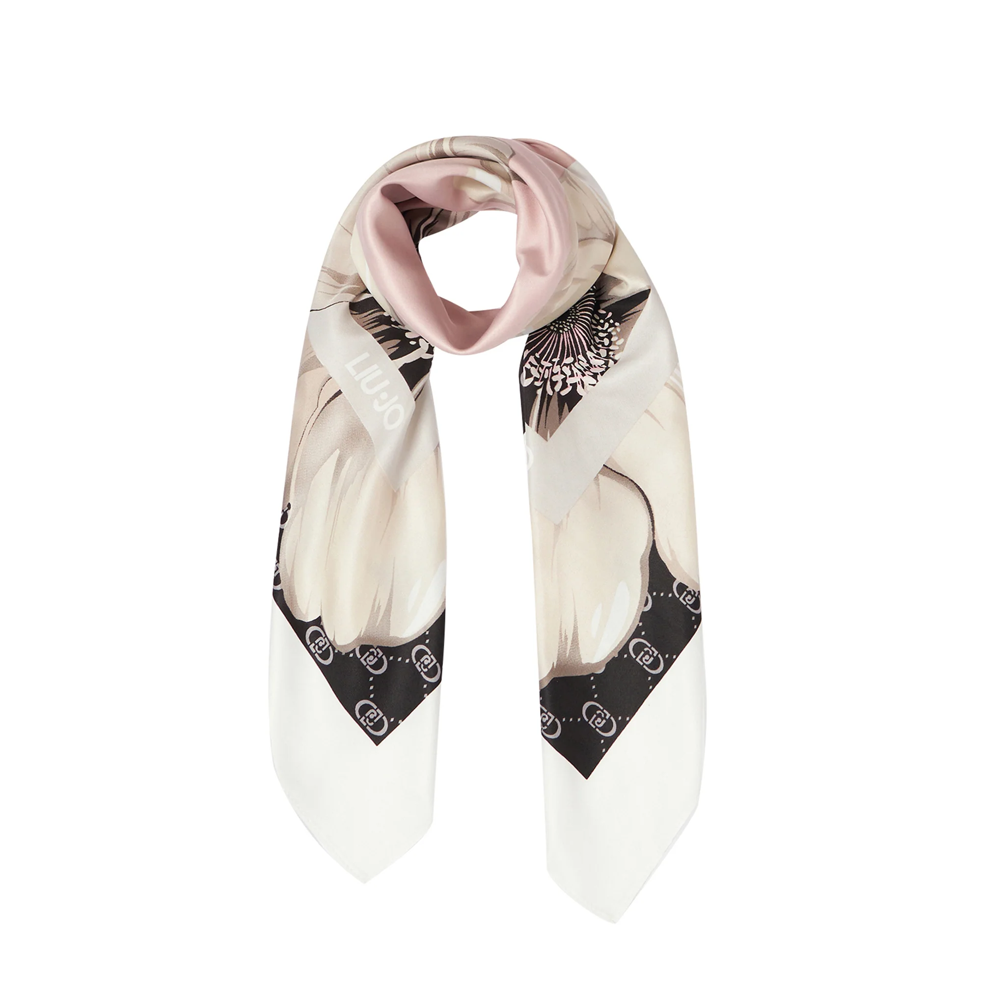 Foulard Donna in tessuto nero a fiori - Image 2