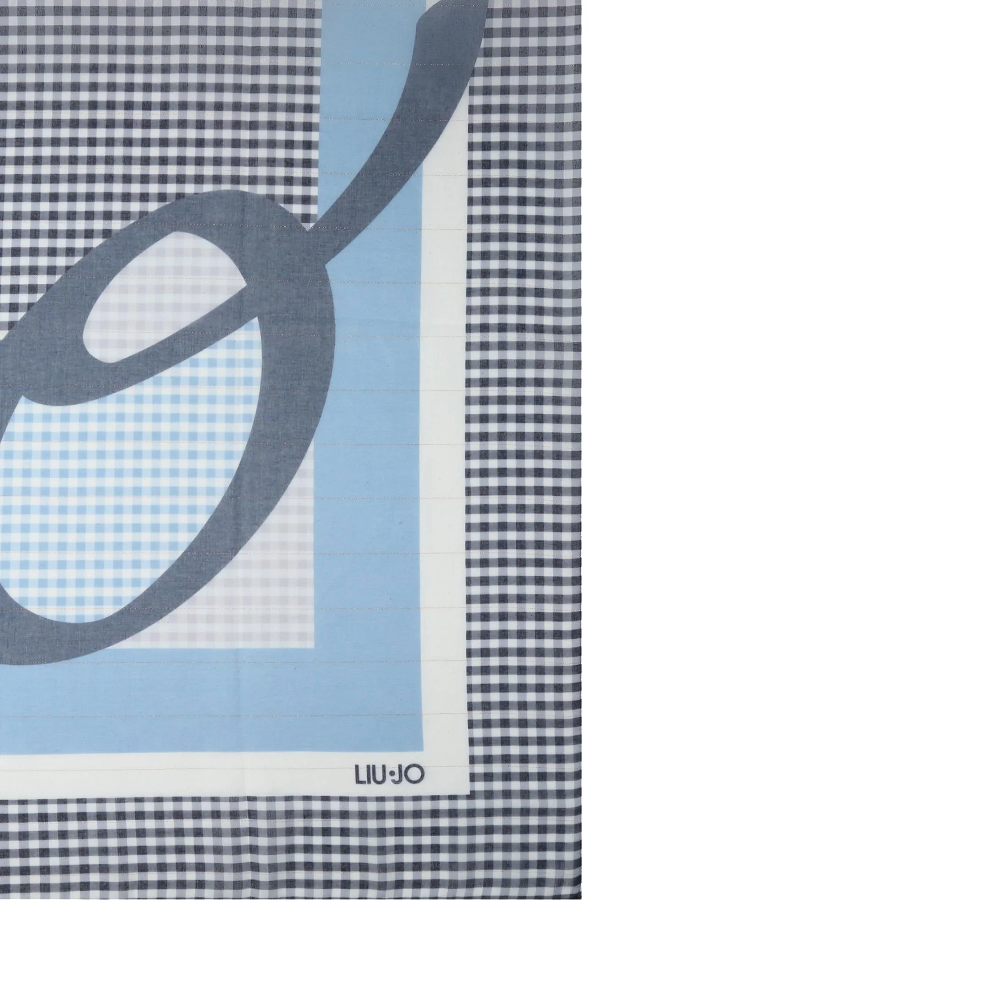 Foulard Donna con stampa check e logo Blu - Image 2