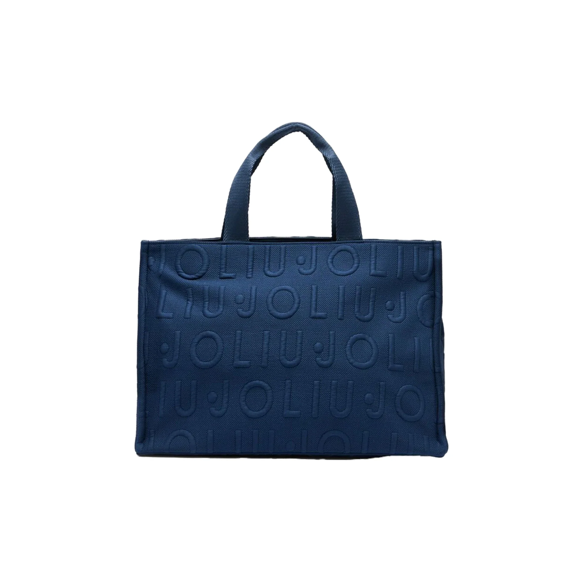 Borsa tote Donna media in maglia logata Blu