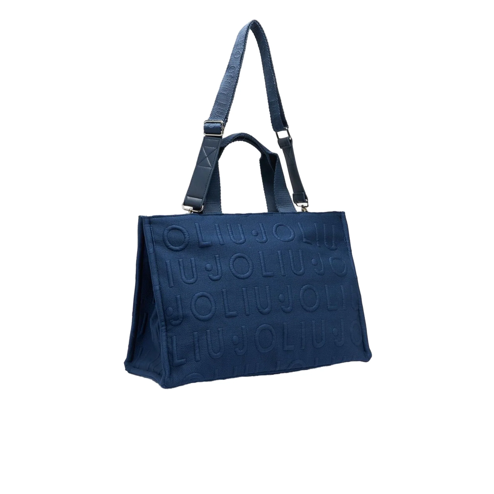 Borsa tote Donna media in maglia logata Blu - Image 2