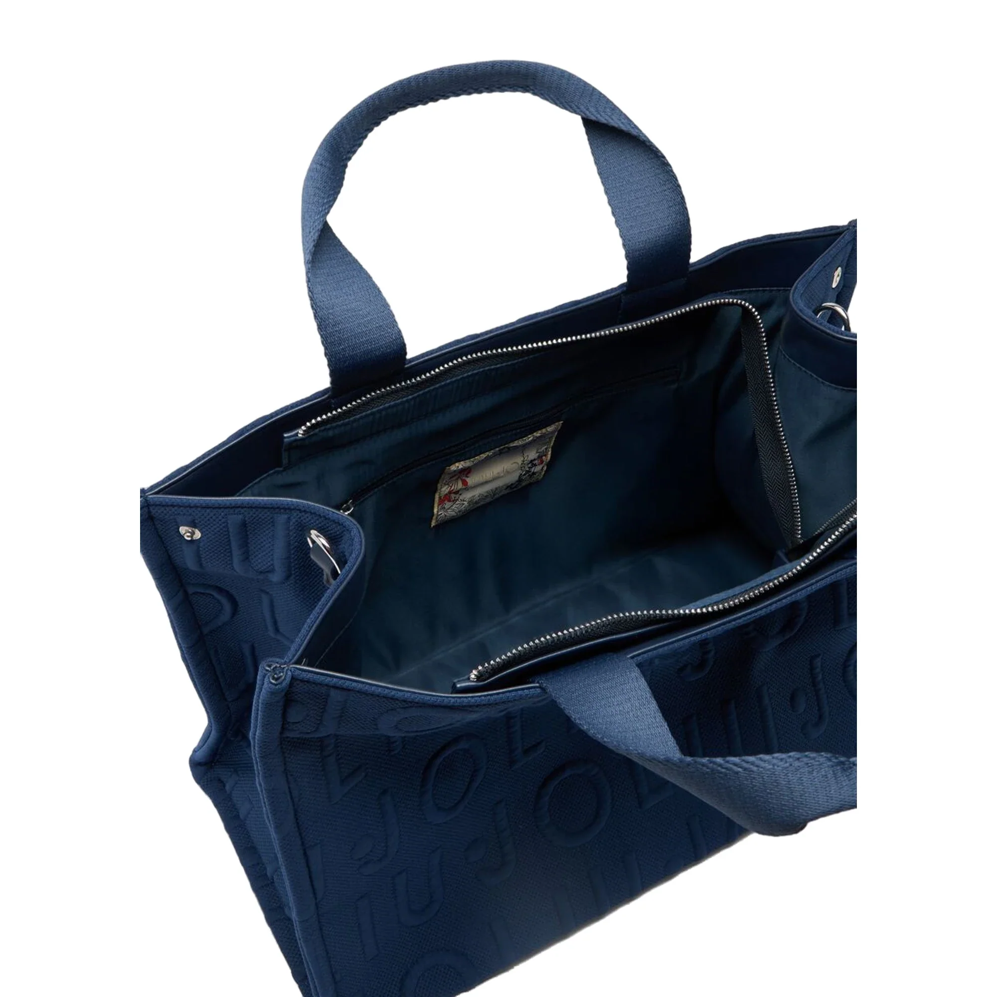 Borsa tote Donna media in maglia logata Blu - Image 3