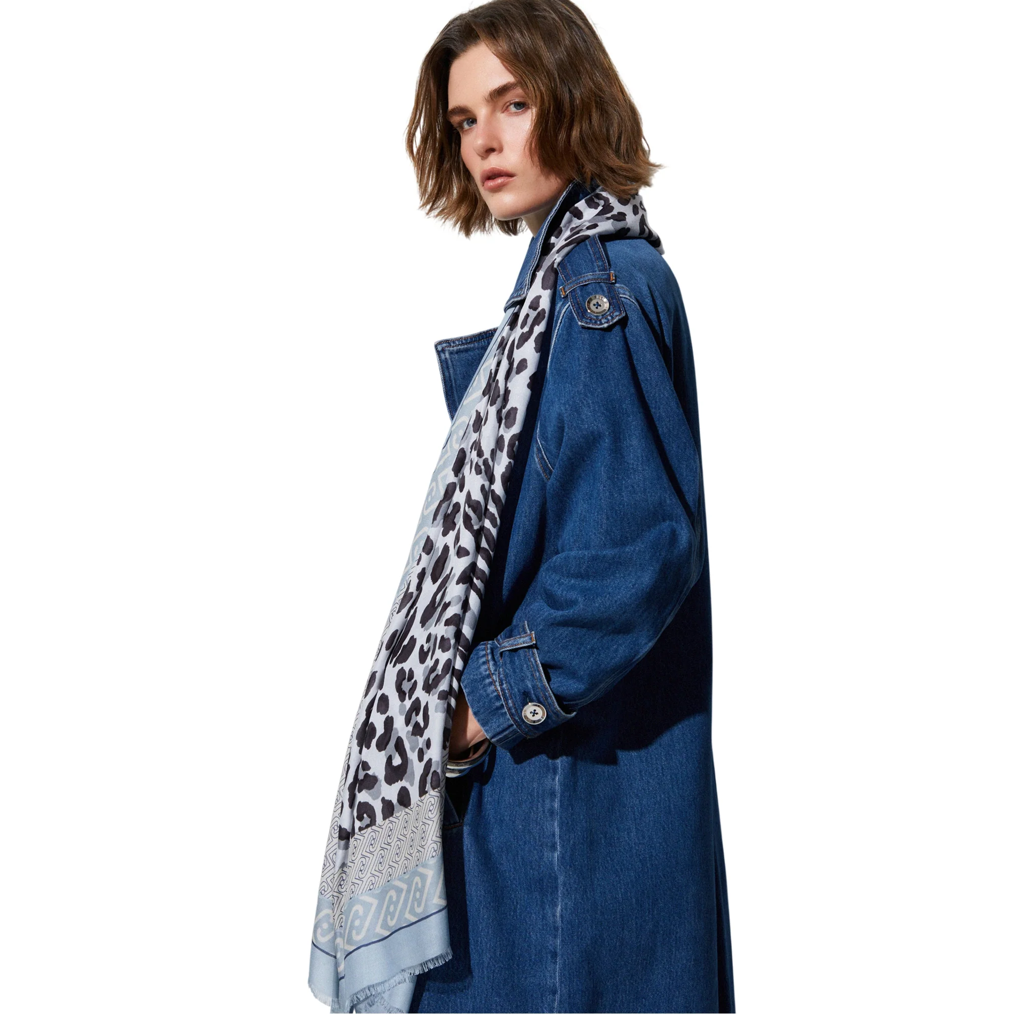 Foulard Donna con stampa animalier Celeste - Image 3