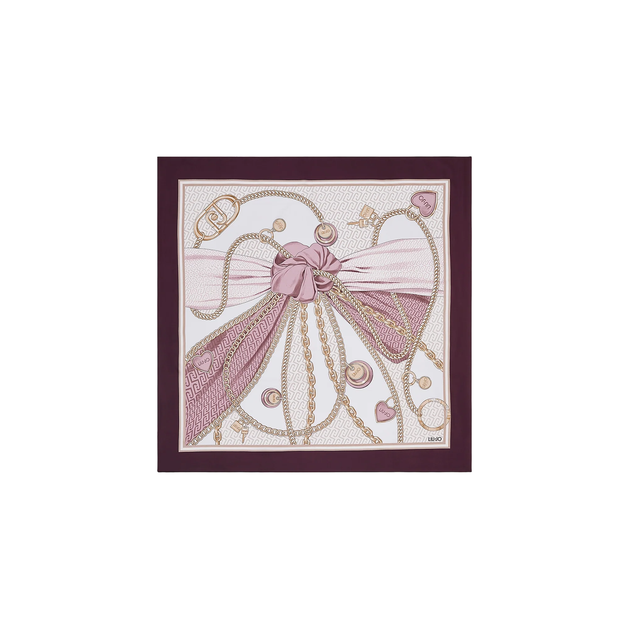Foulard grande Donna con stampa fiocco e catene - Image 2