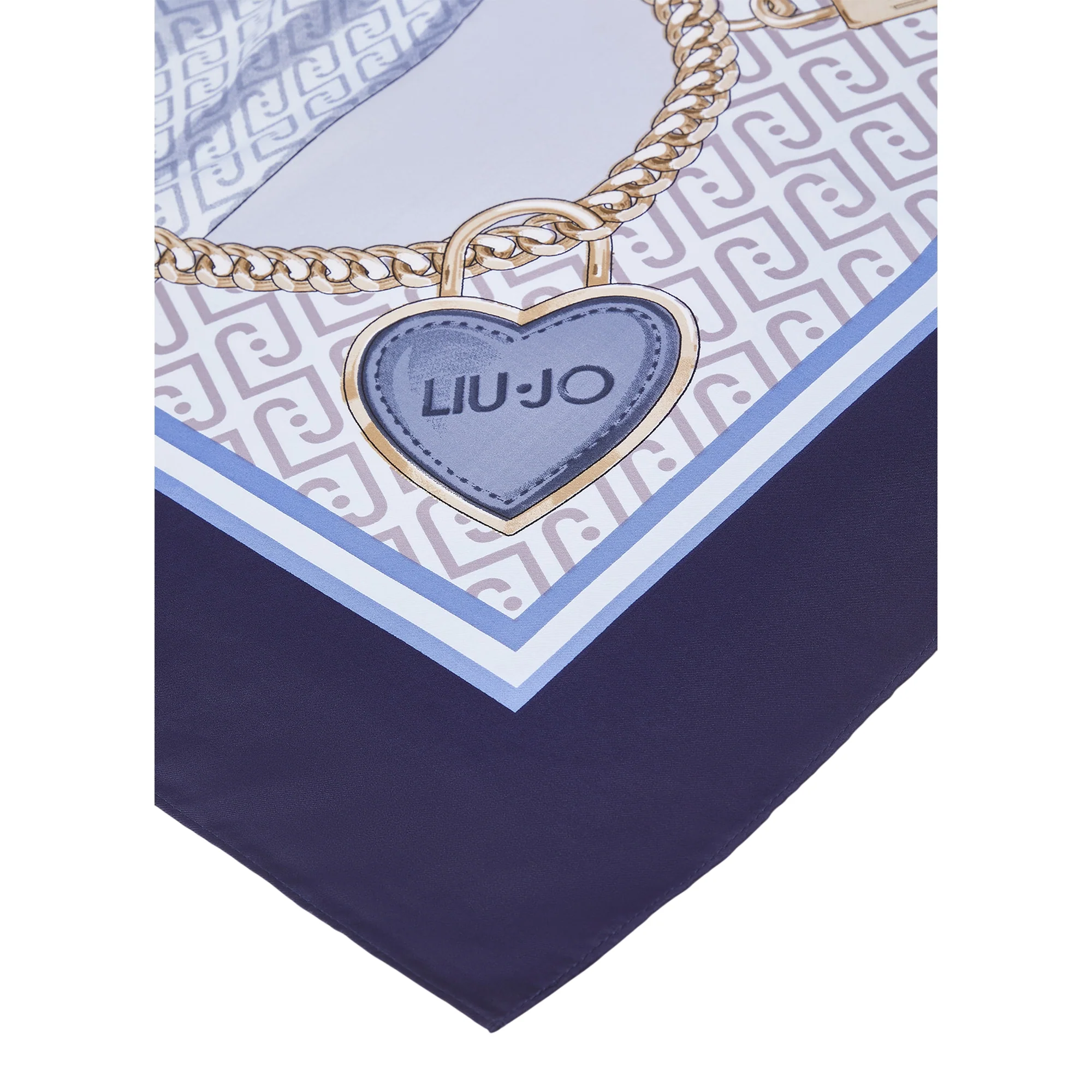 Foulard grande Donna con fiocco e catene Blu - Image 2