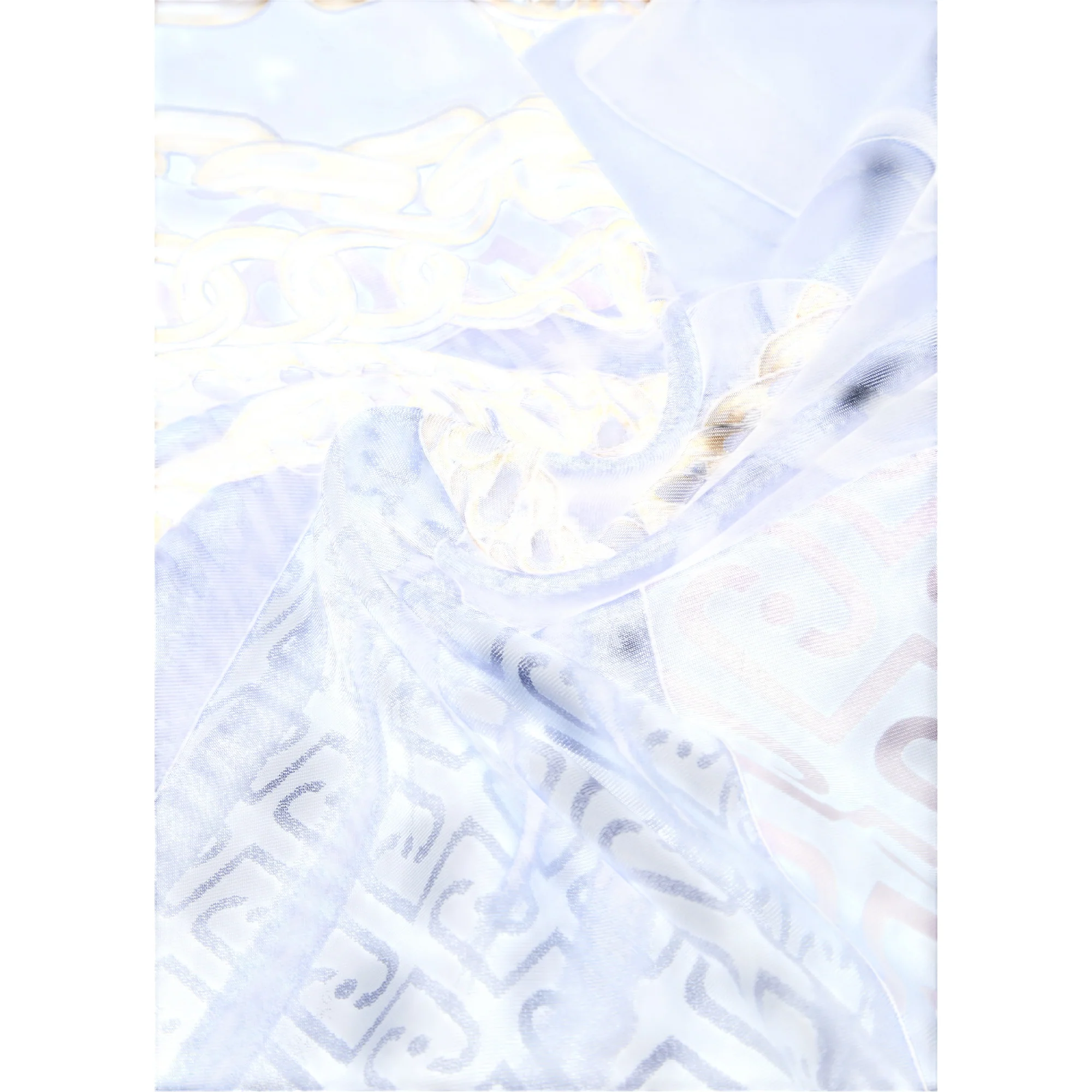 Foulard grande Donna con fiocco e catene Blu - Image 3