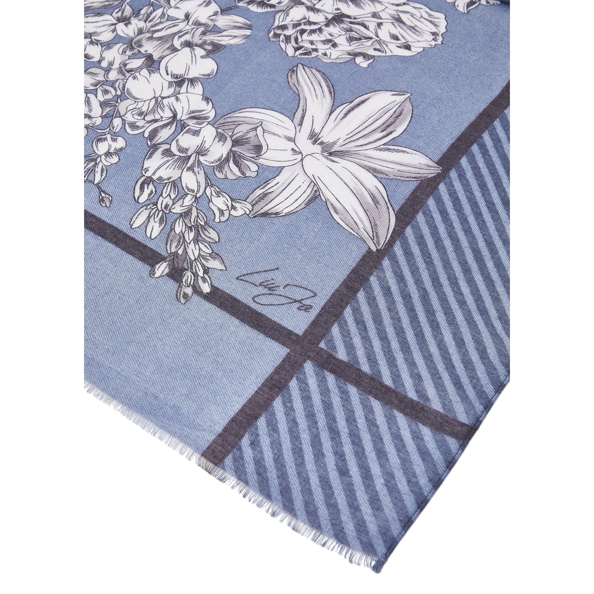 Stola Donna con fiori stampati Blu - Image 3