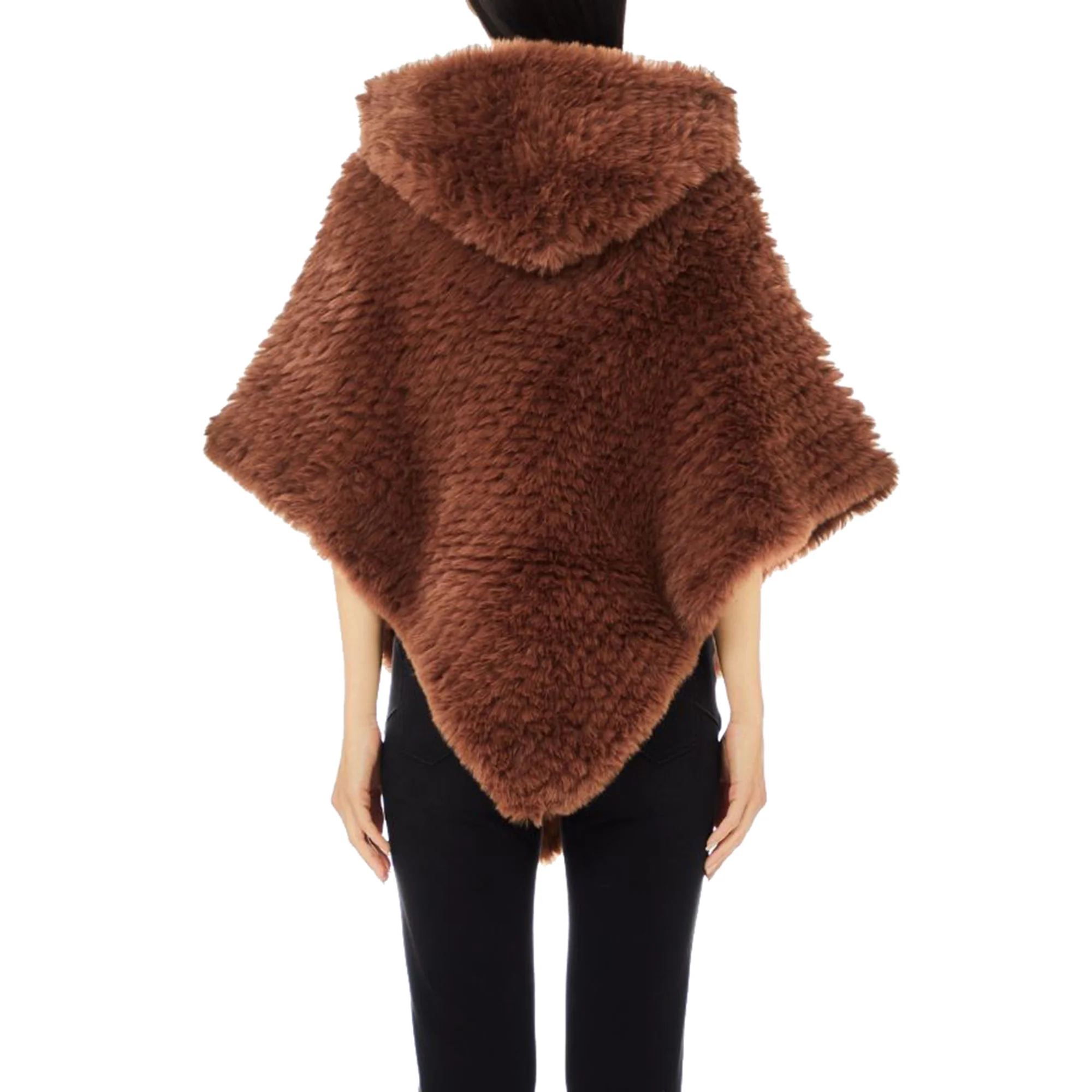 Poncho Donna in ecopelliccia Marrone - Image 2