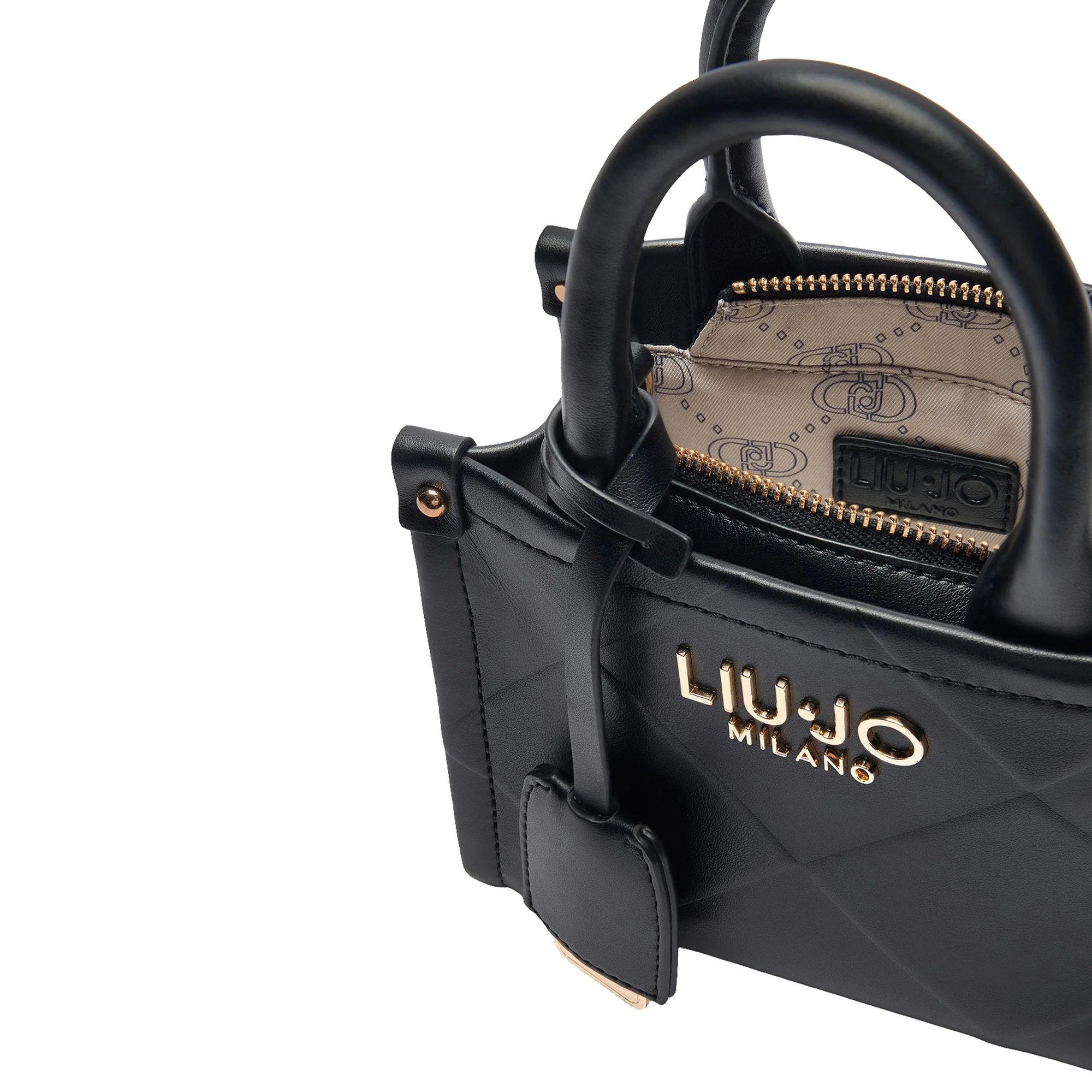 Mini Borsa donna con rombi a rilievo Nero - Image 4