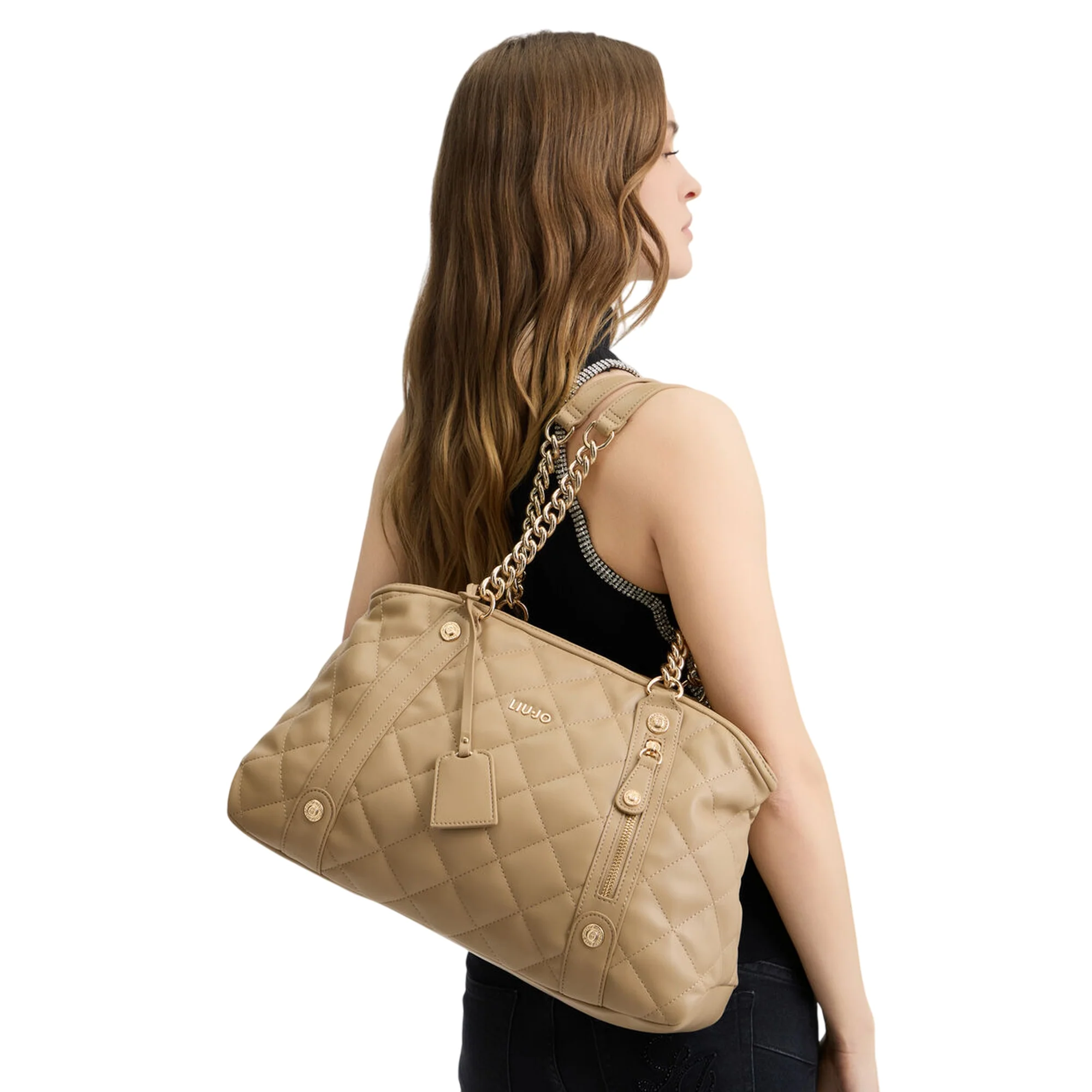 Borsa Donna con trapuntatura matelassé beige - Image 4