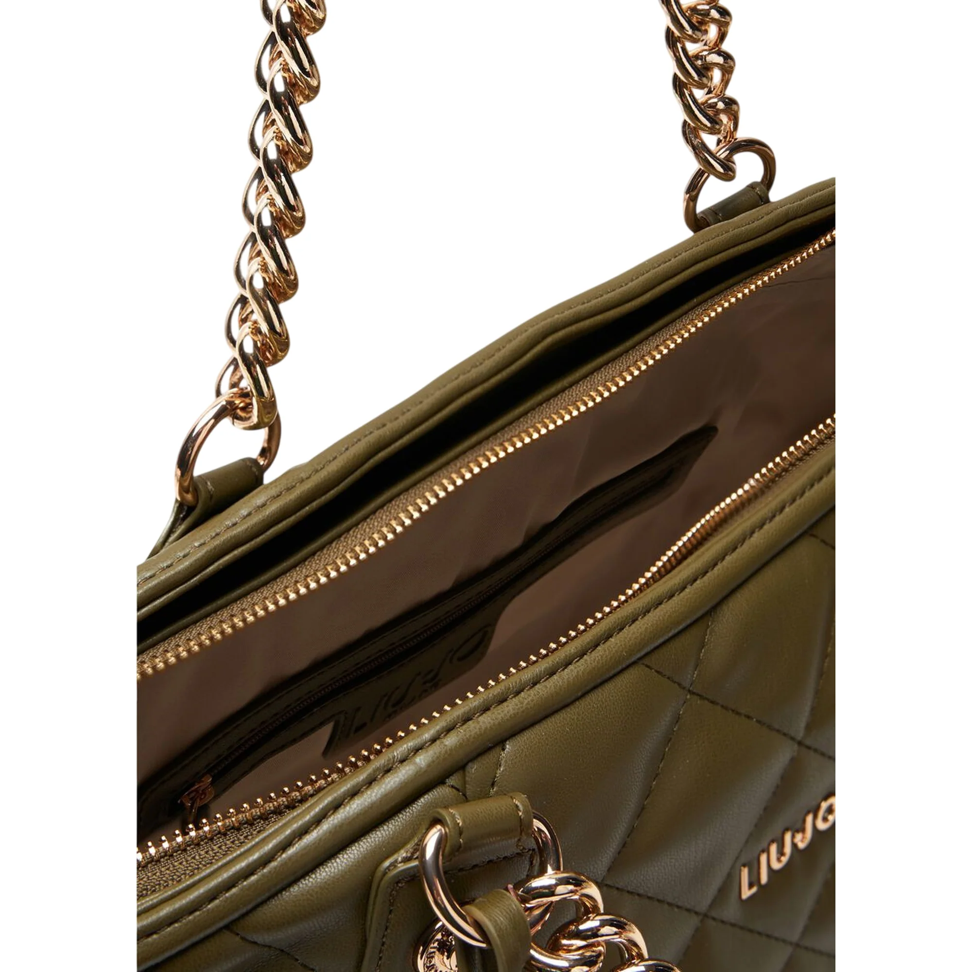 Borsa Donna con trapuntatura matelassé verde militare - Image 3