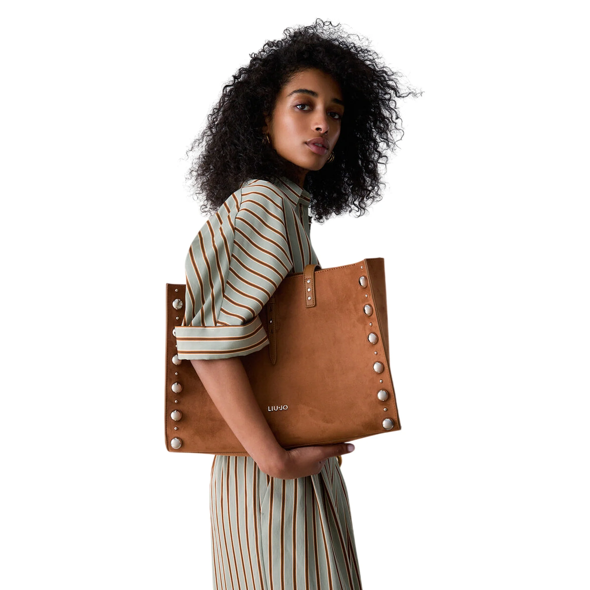 Borsa grande marrone con borchie laterali - Image 7
