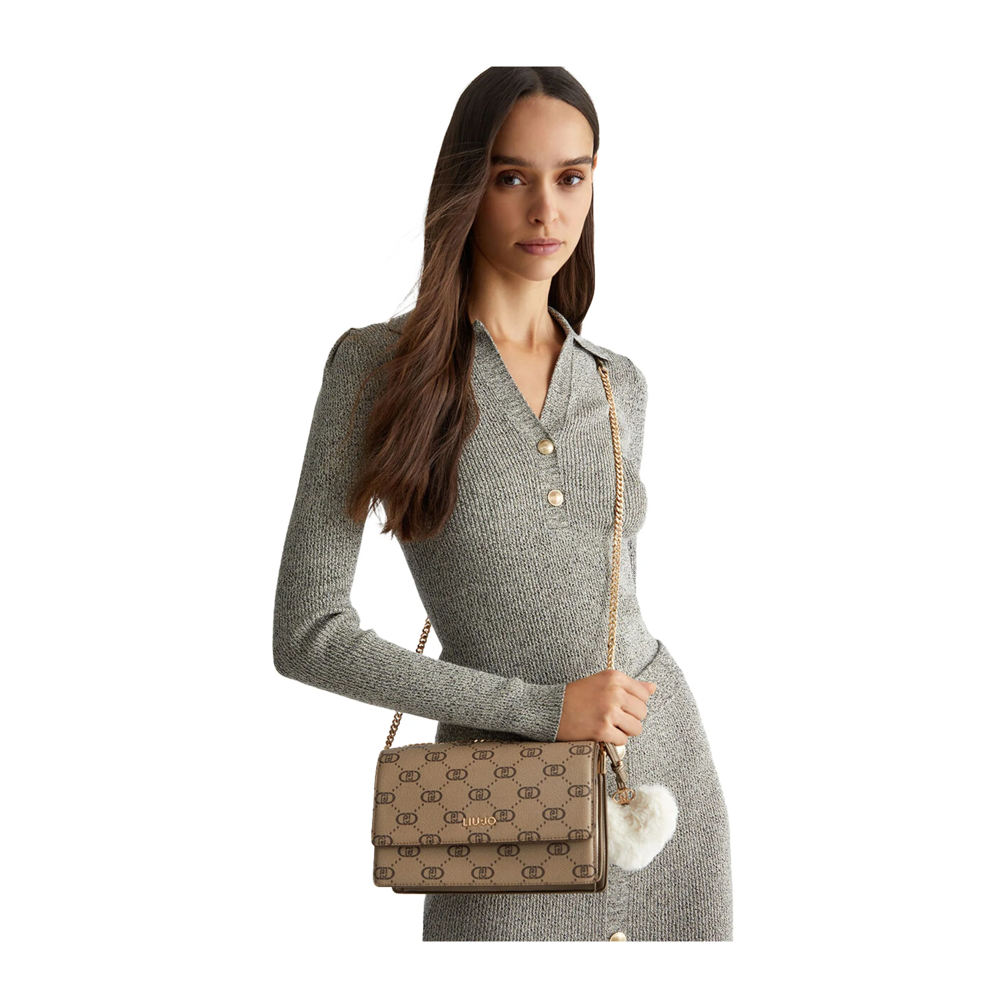 Borsa Donna a tracolla Beige con charm cuore - Image 7