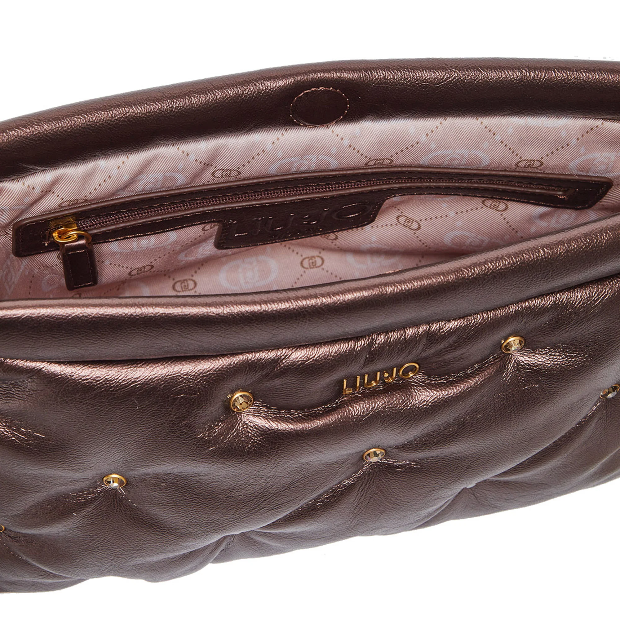 Borsa Donna a tracolla glossy con strass Marrone - Image 2