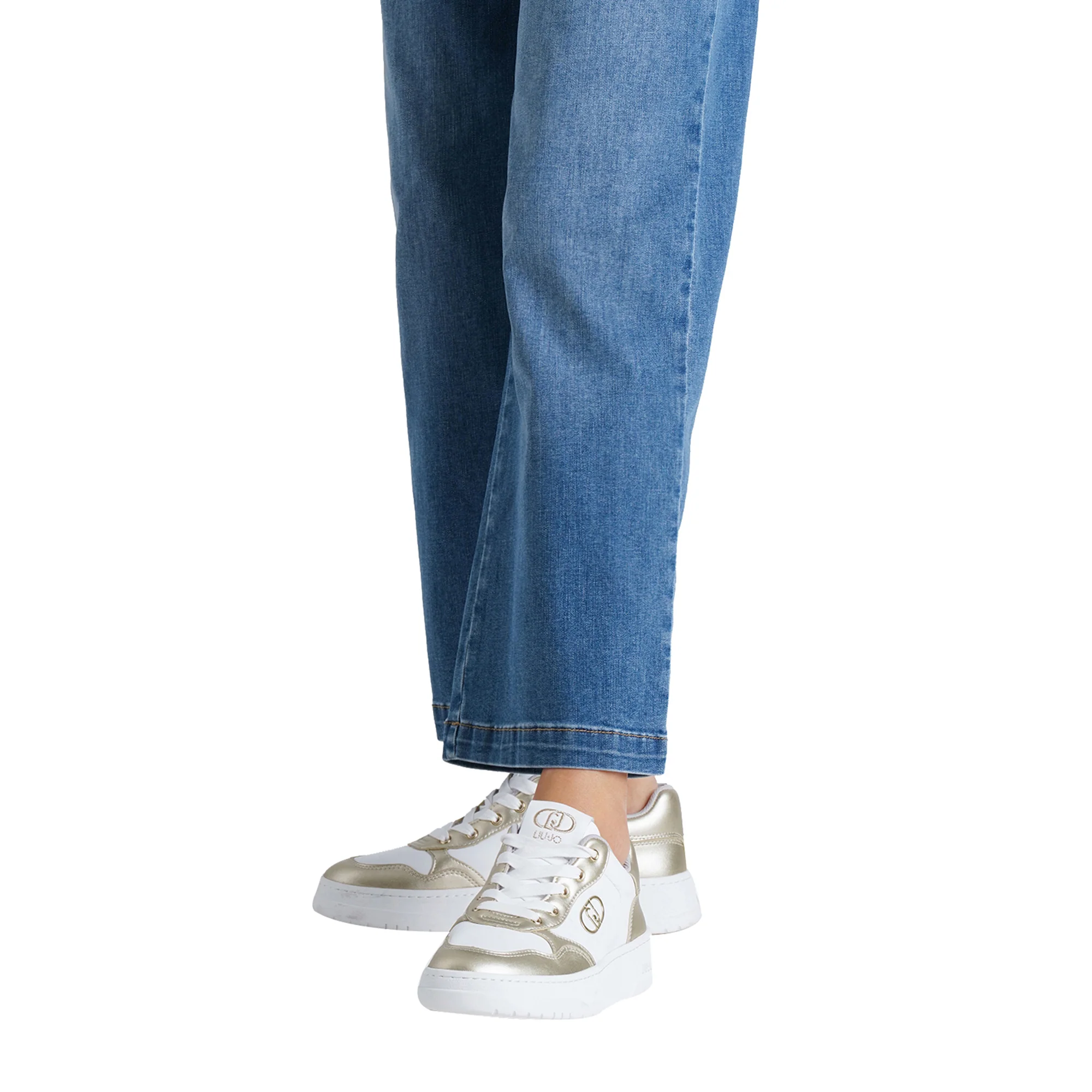 Sneakers Donna in pelle con inserti oro - Image 5