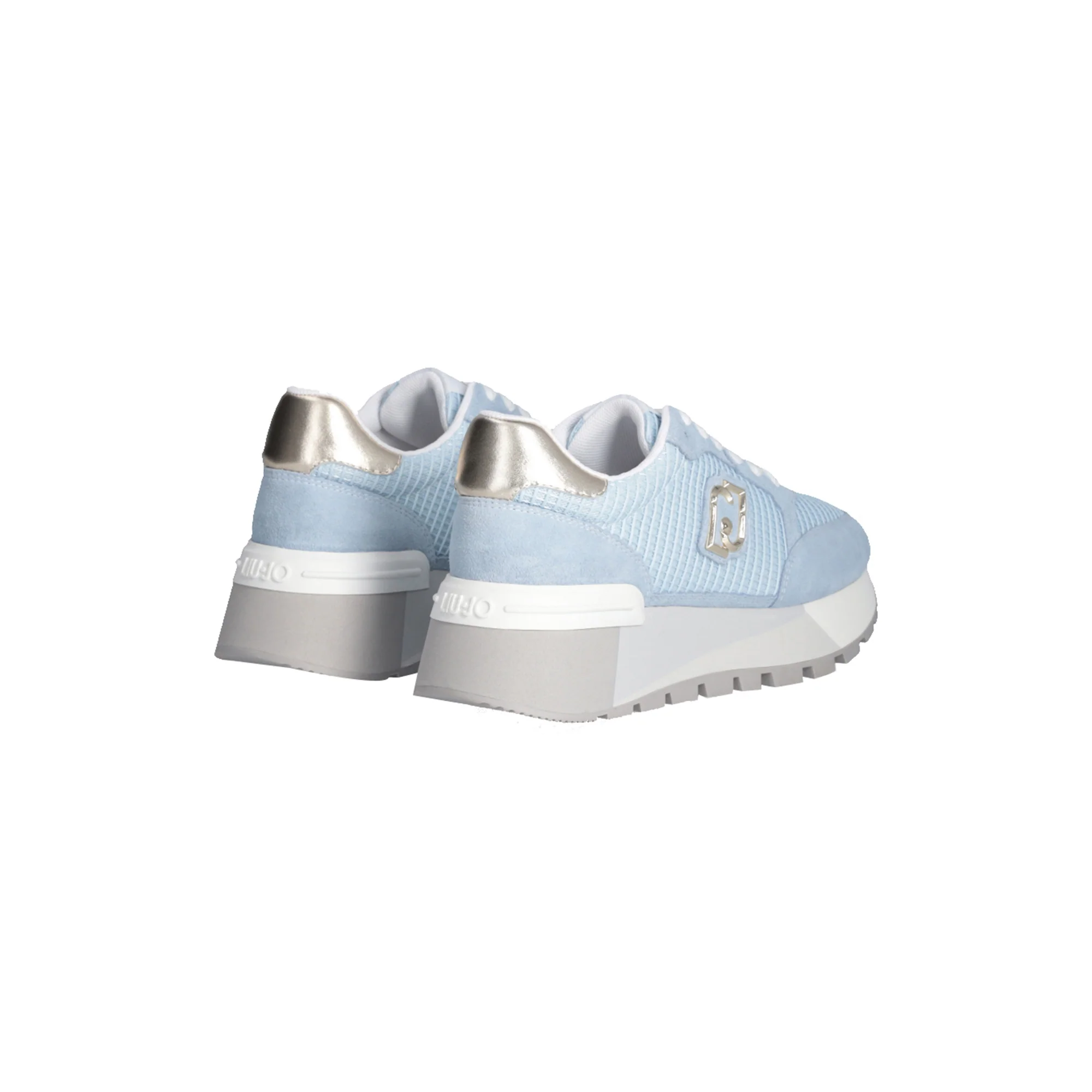Sneakers platform donna in suede e mesh azzurro - Image 2