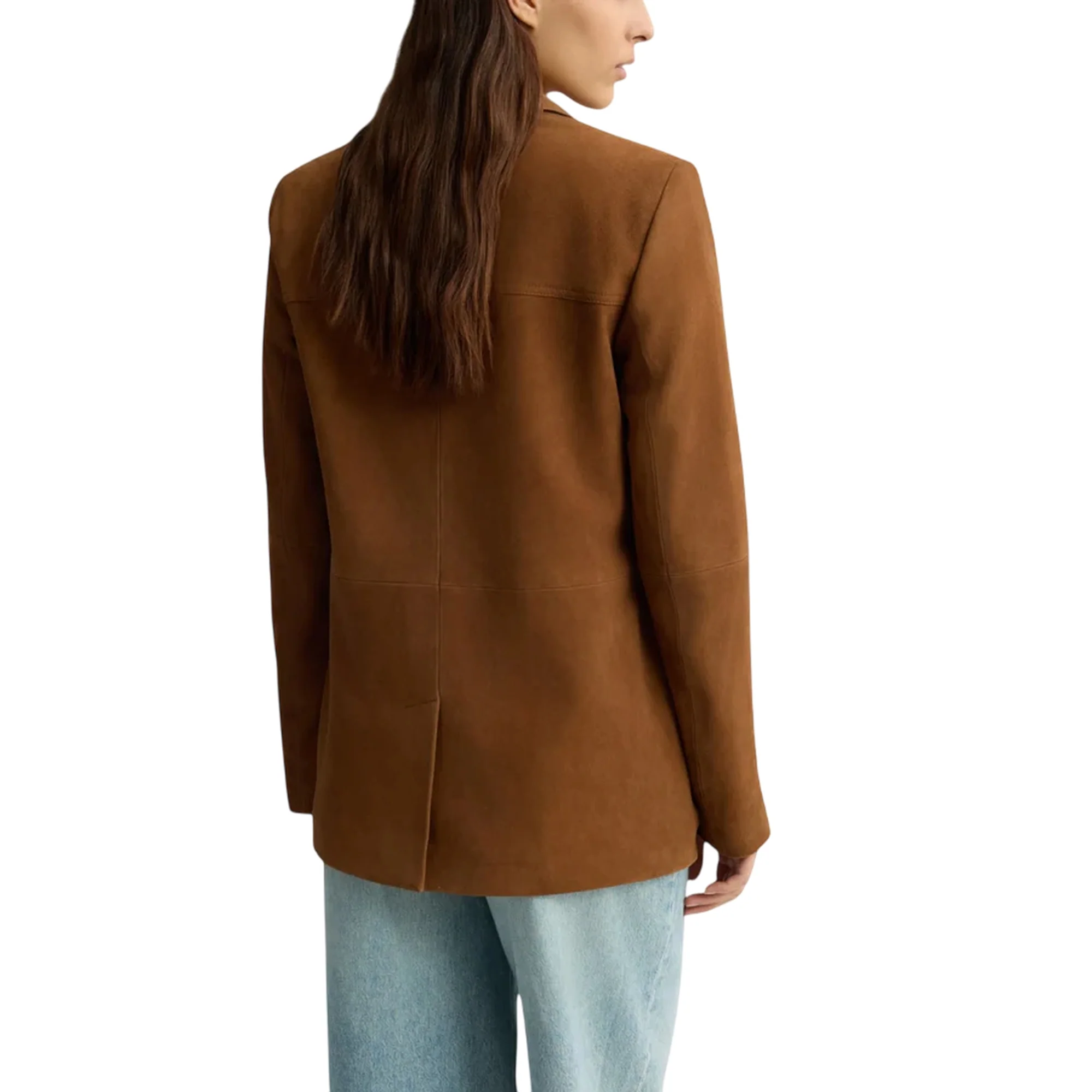 Blazer Donna in pelle scamosciata marrone - Image 3