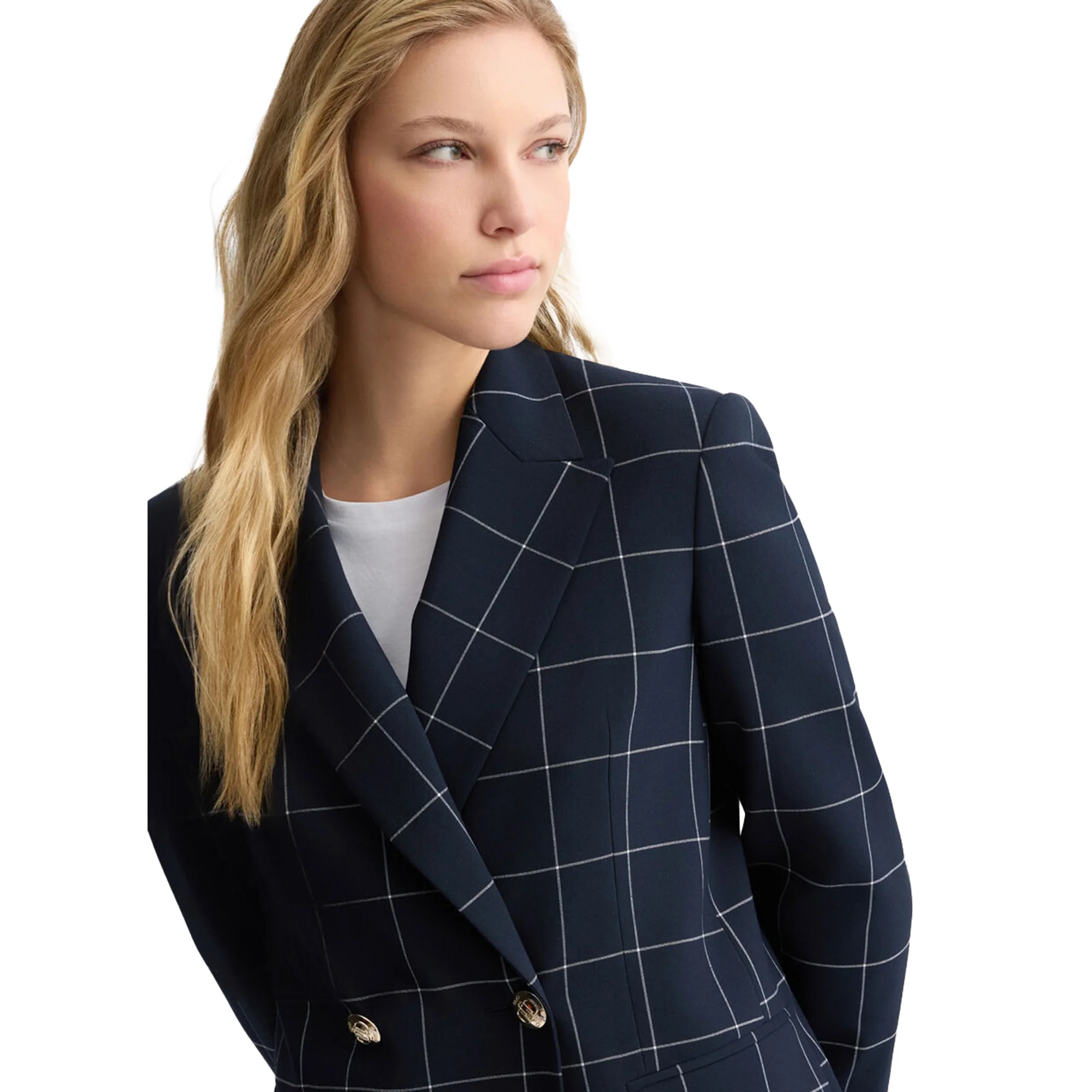Blazer da Donna doppiopetto gessato Blu - Image 4