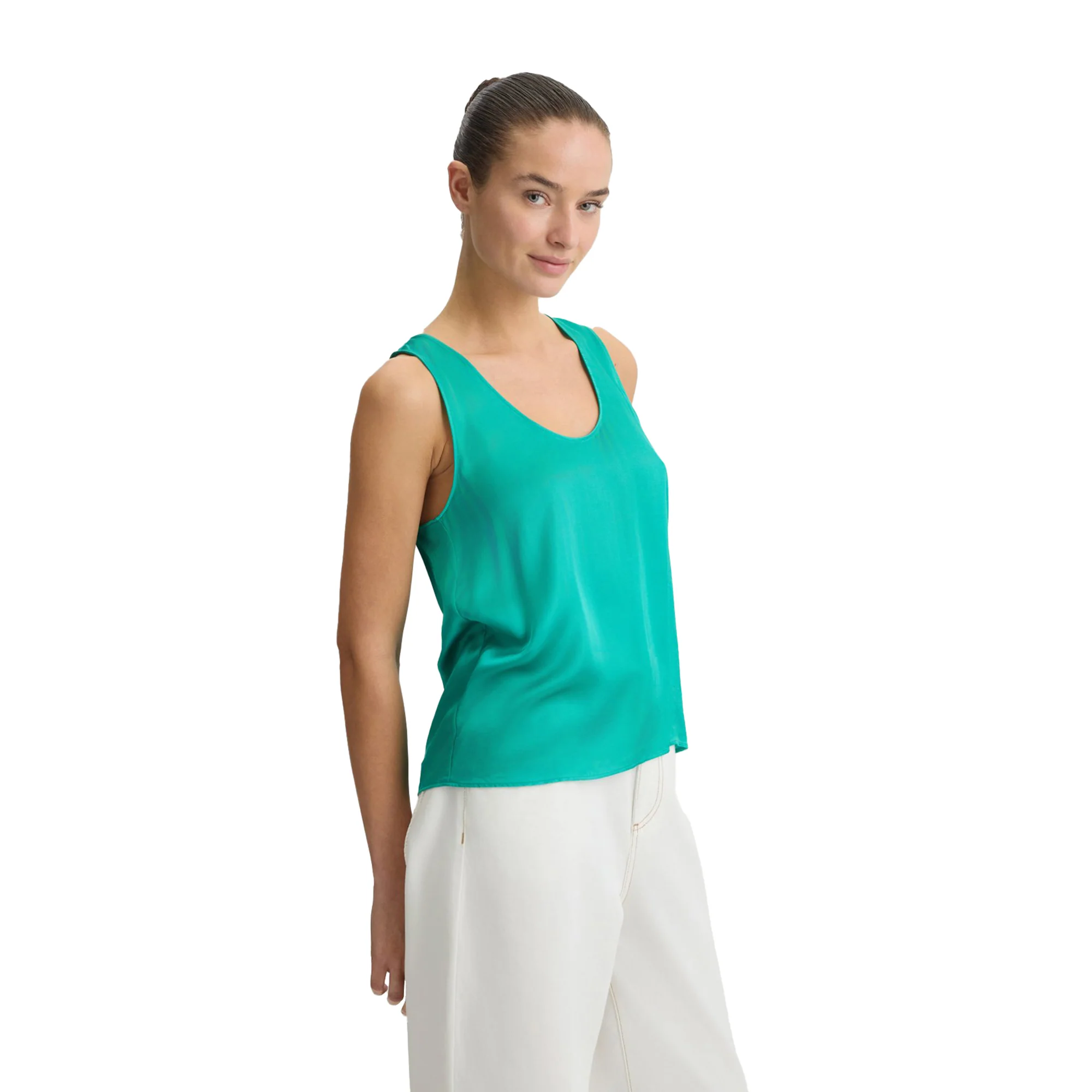 Top Donna in raso verde smeraldo - Image 2
