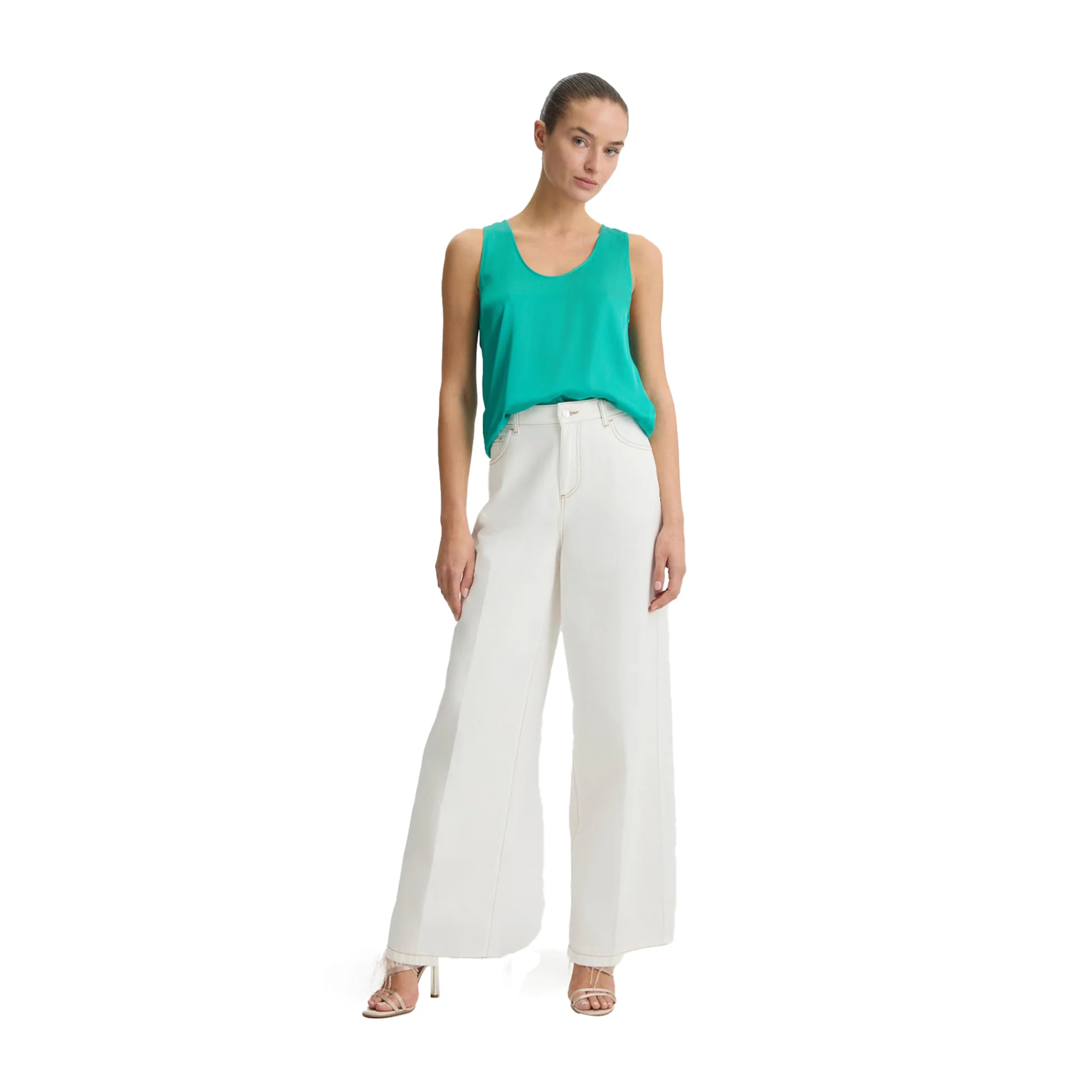 Top Donna in raso verde smeraldo - Image 4