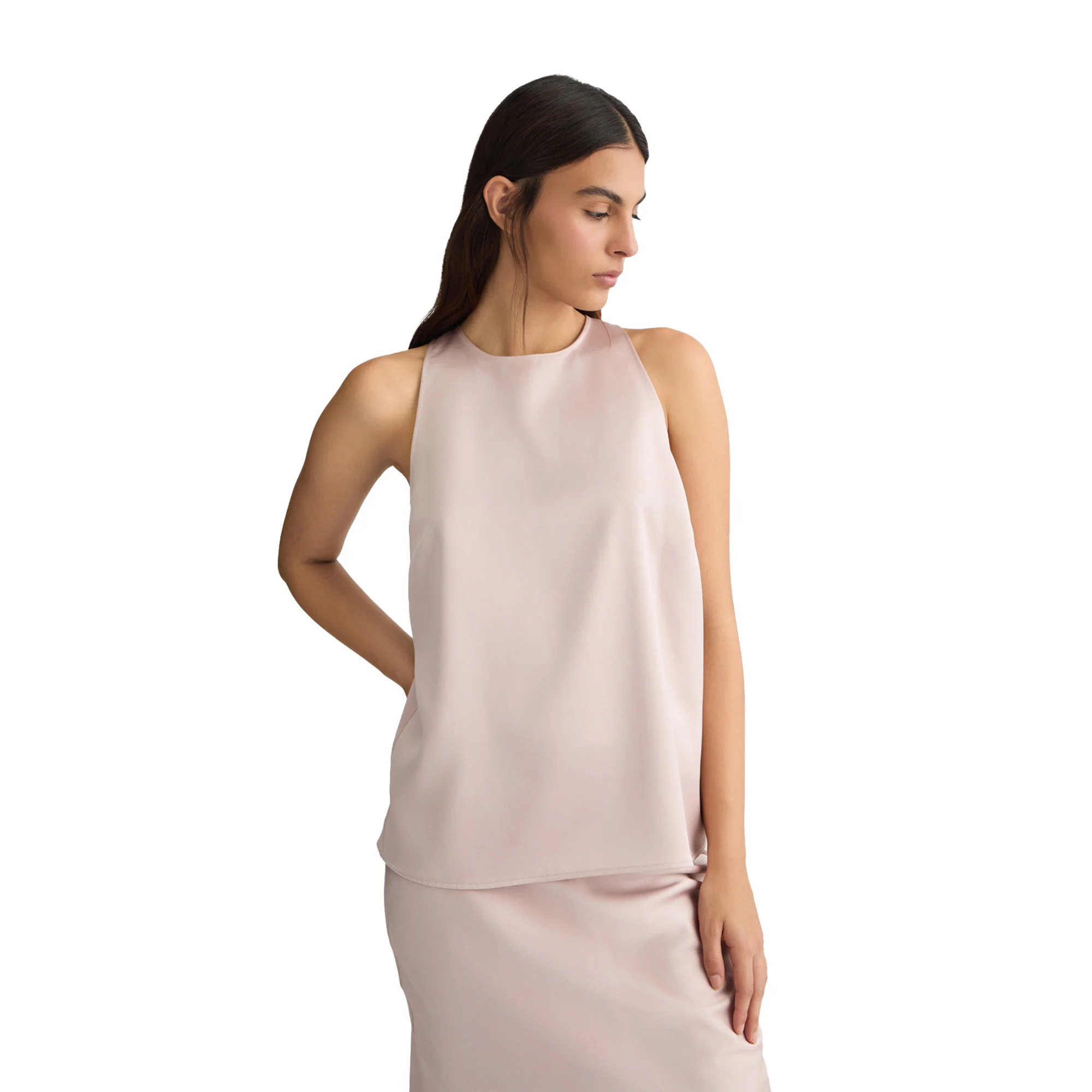 Top Donna in raso con fiocco rosa - Image 2