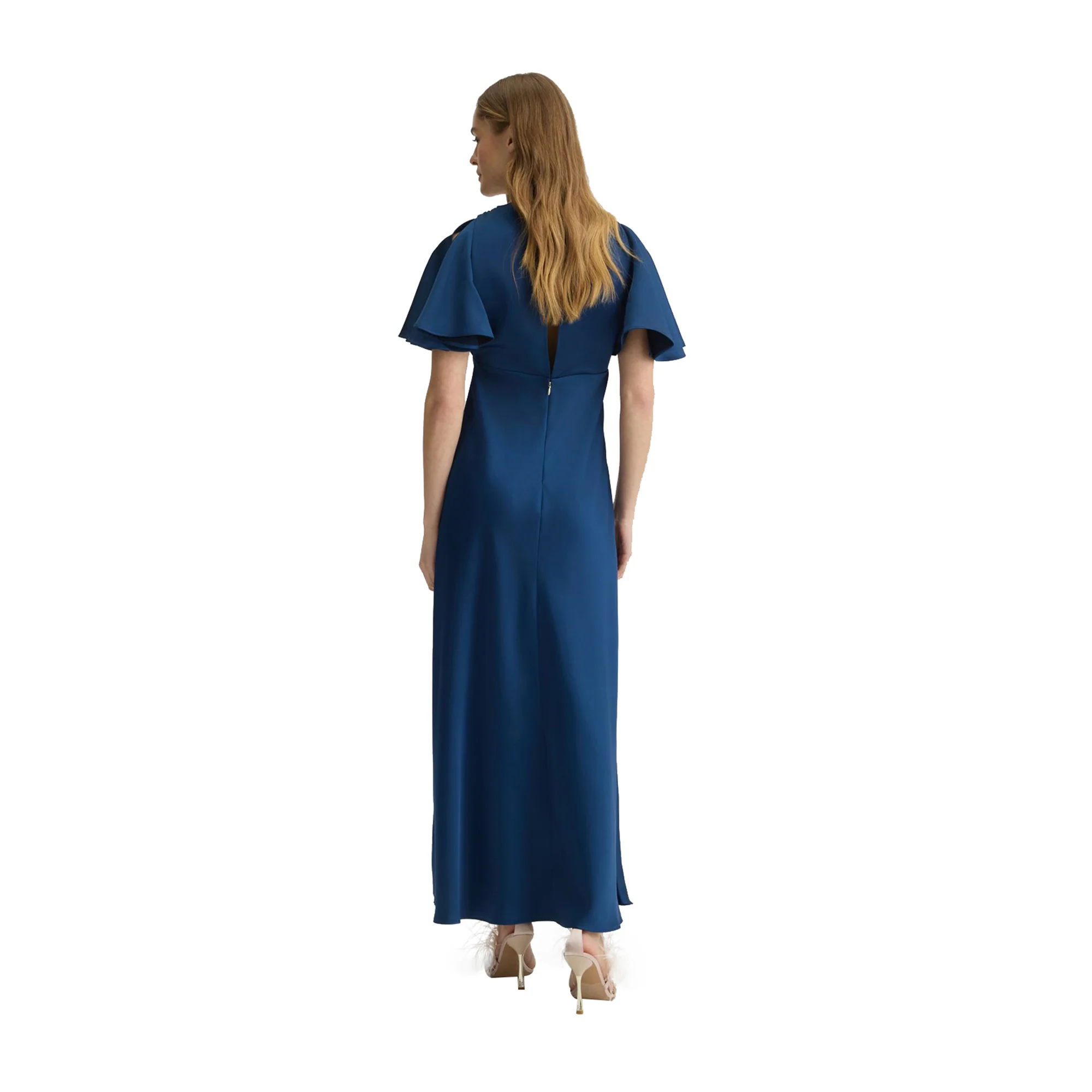 Abito lungo Donna in raso Blu - Image 3
