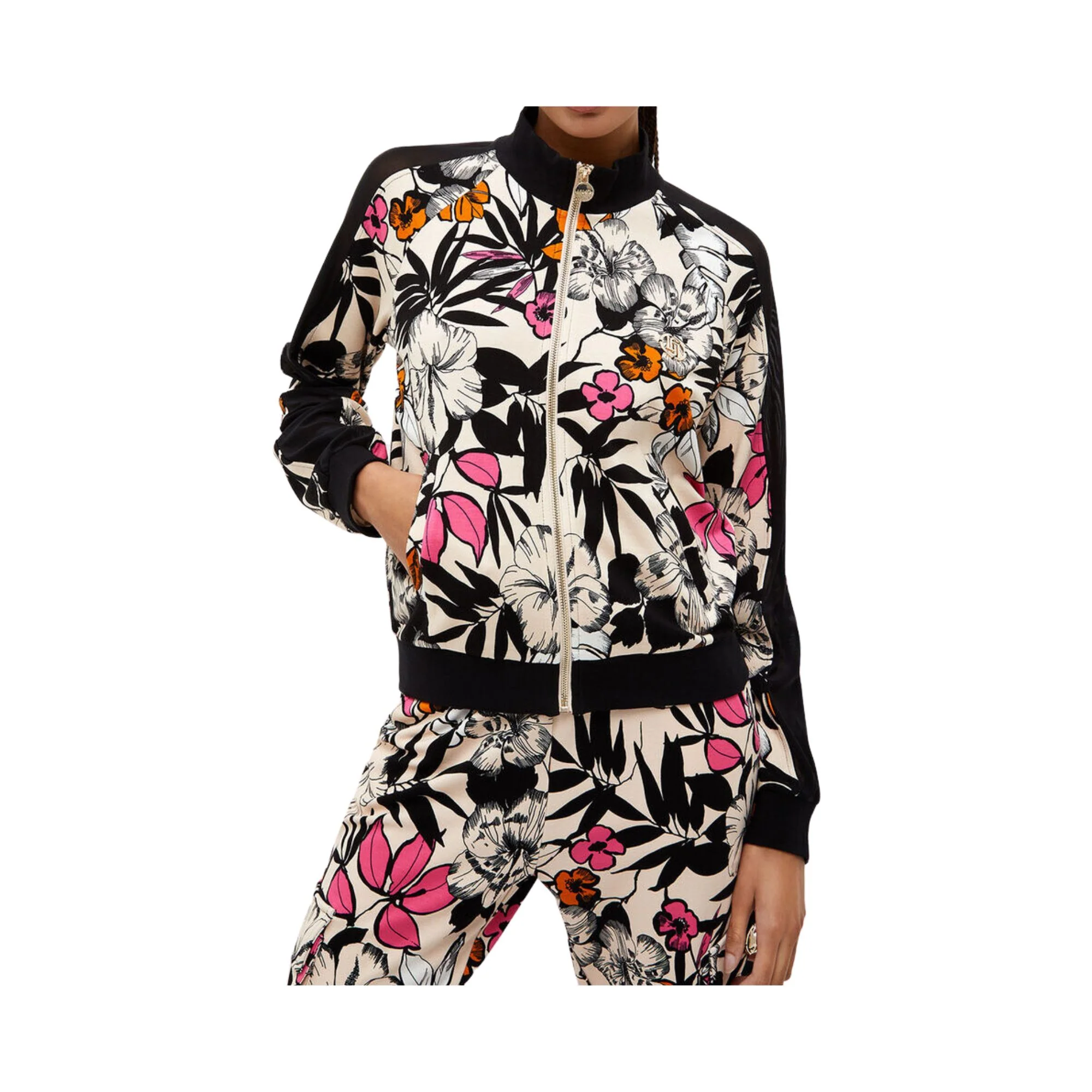 Felpa zip Donna con fantasia floreale - Image 2