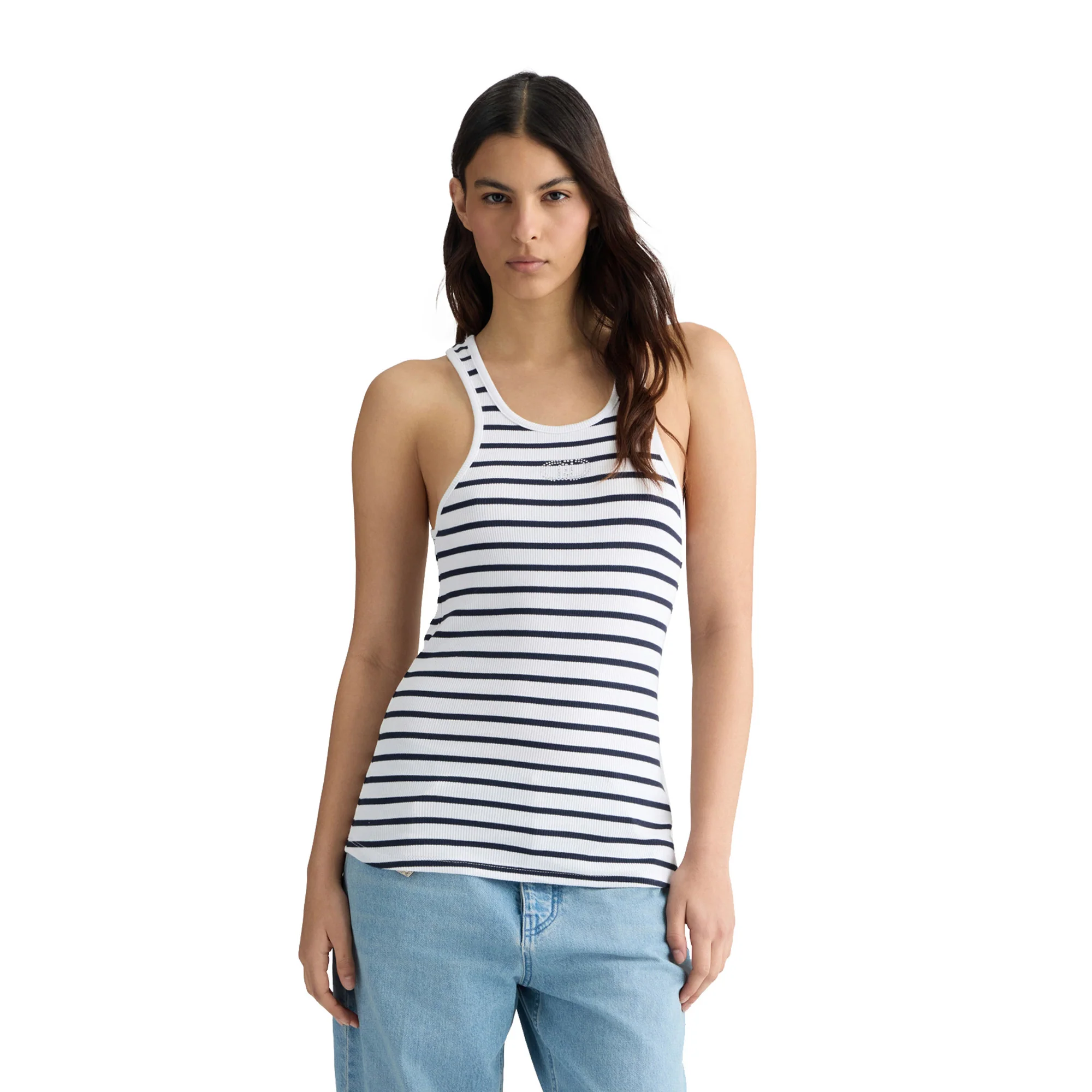 Top Donna con fantasia a righe Bianco/Blu - Image 2