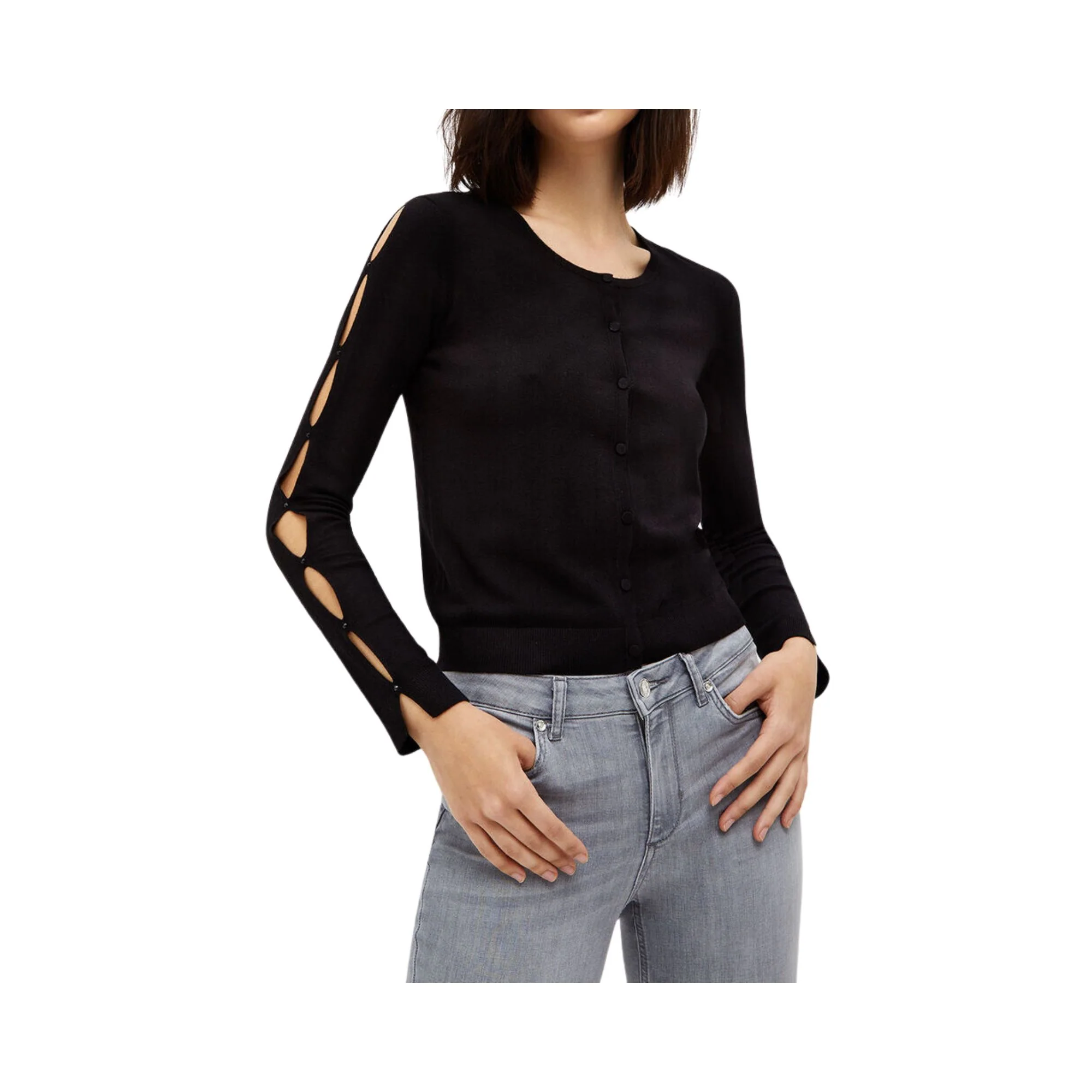 Cardigan Donna con motivo cut out sulle maniche - Image 2