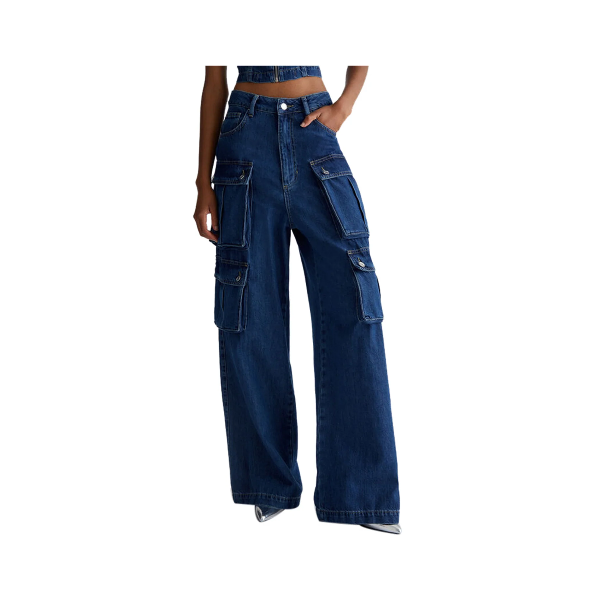 Jeans Donna con tasche cargo - Image 2