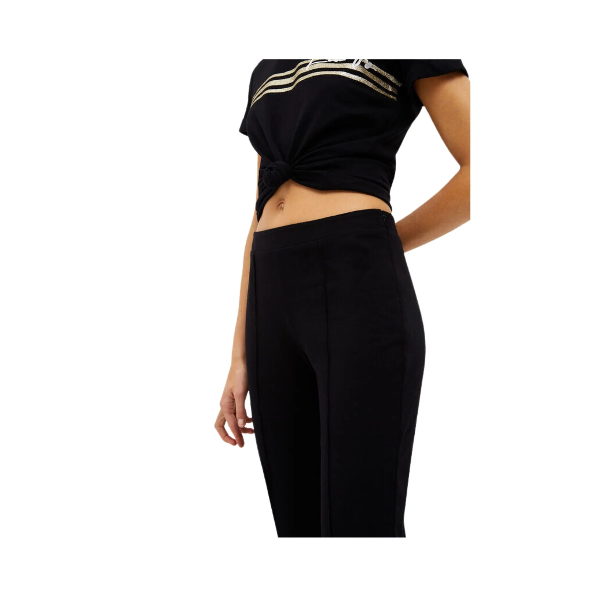 Pantalone Donna trombetta cropped in cotone vita alta - Image 9