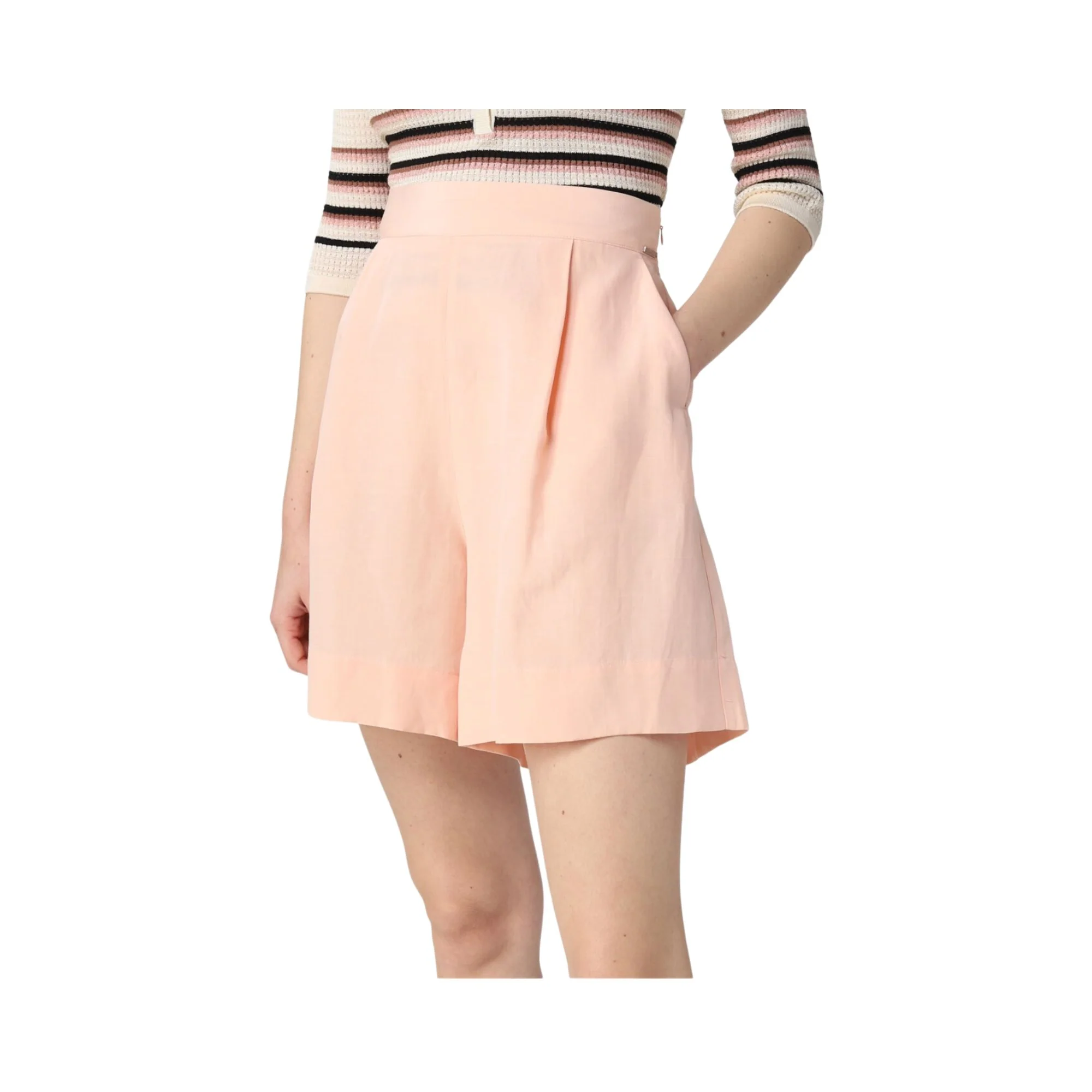 Shorts Donna in misto lino con pinces - Image 2