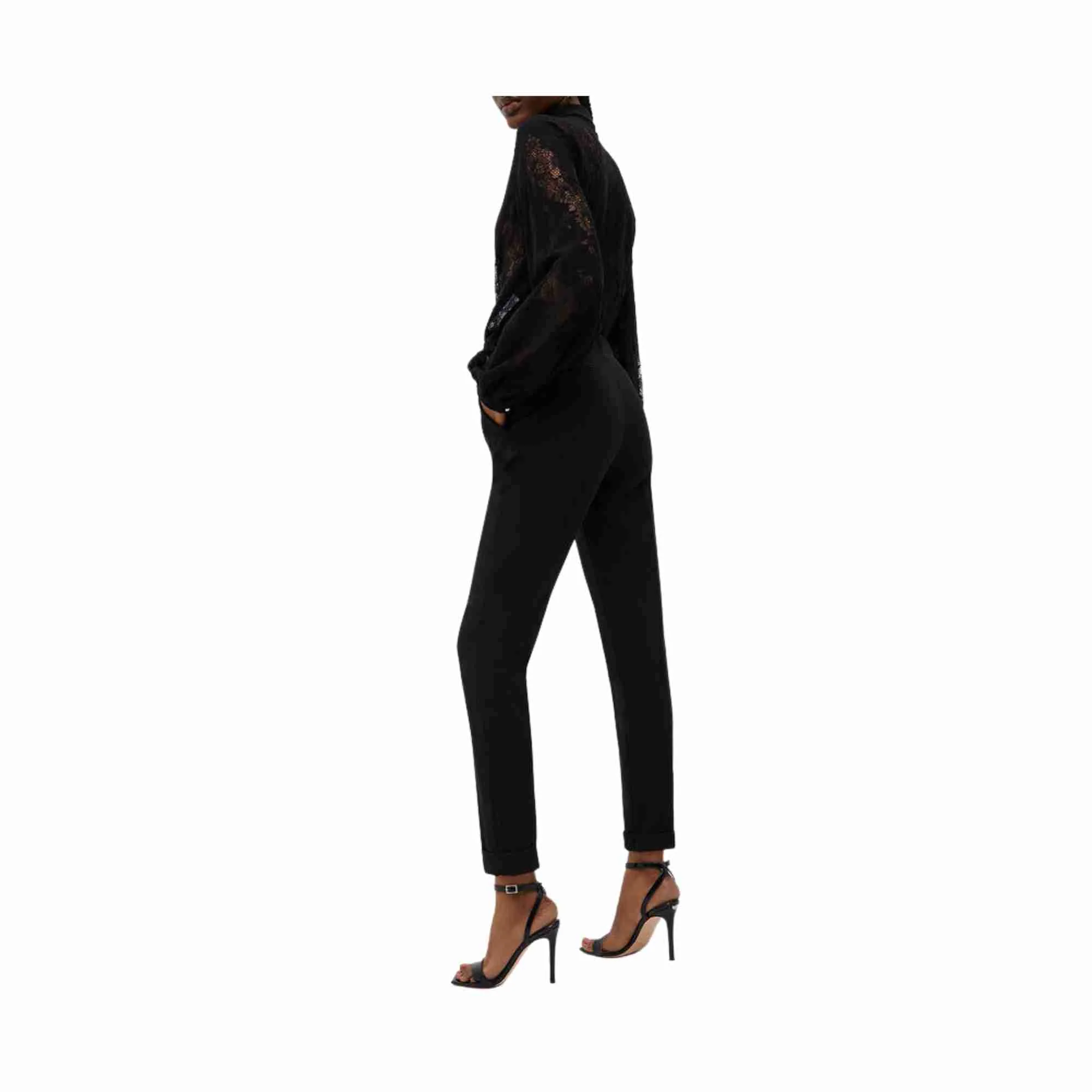 Pantaloni In Twill Stretch Donna - Nero - Image 3