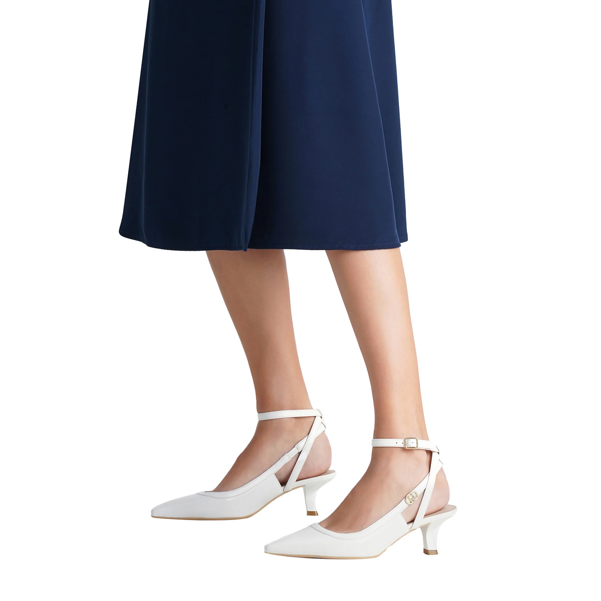 Slingback bianche con tacco basso - Image 4