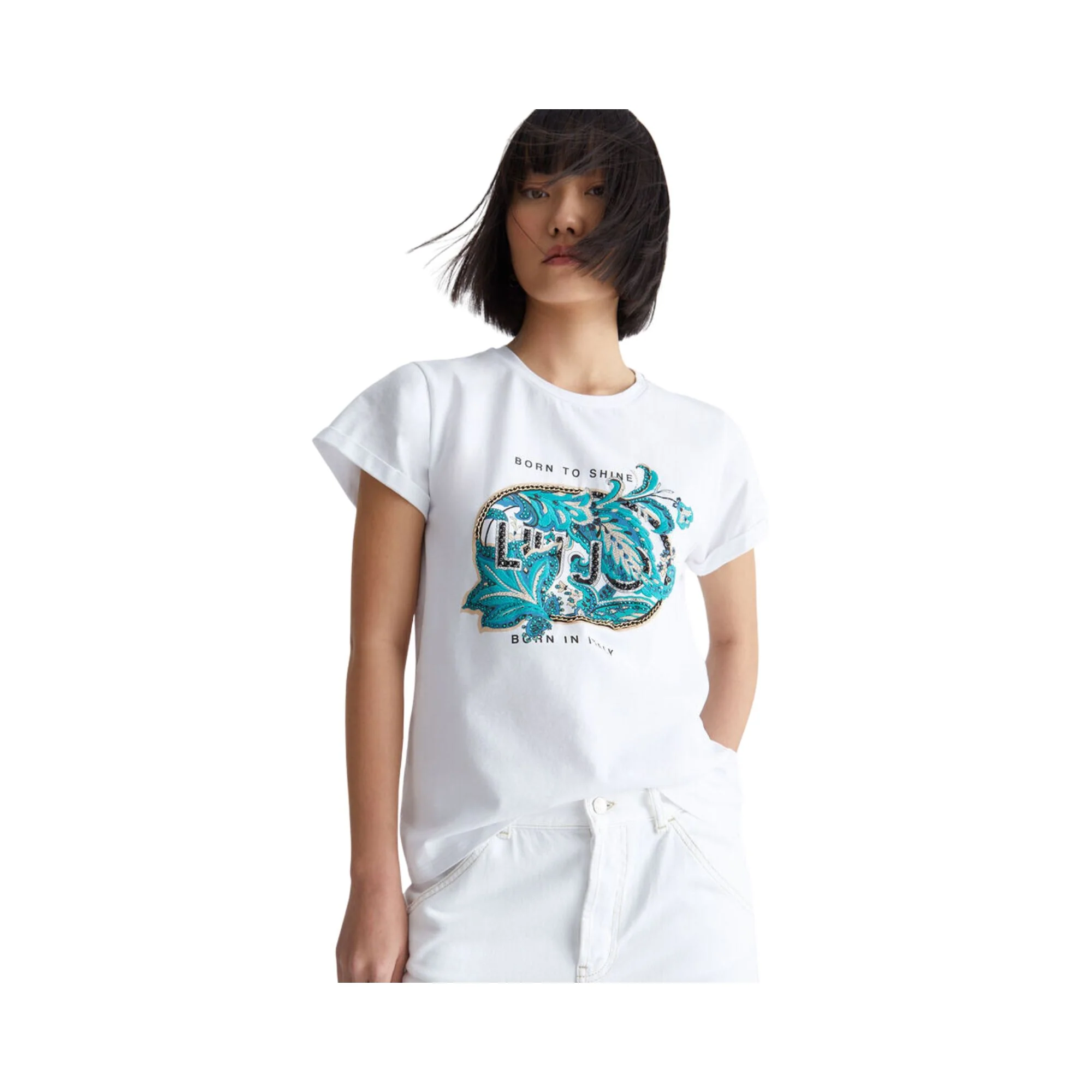 T-shirt Donna con stampa sul petto - Image 2