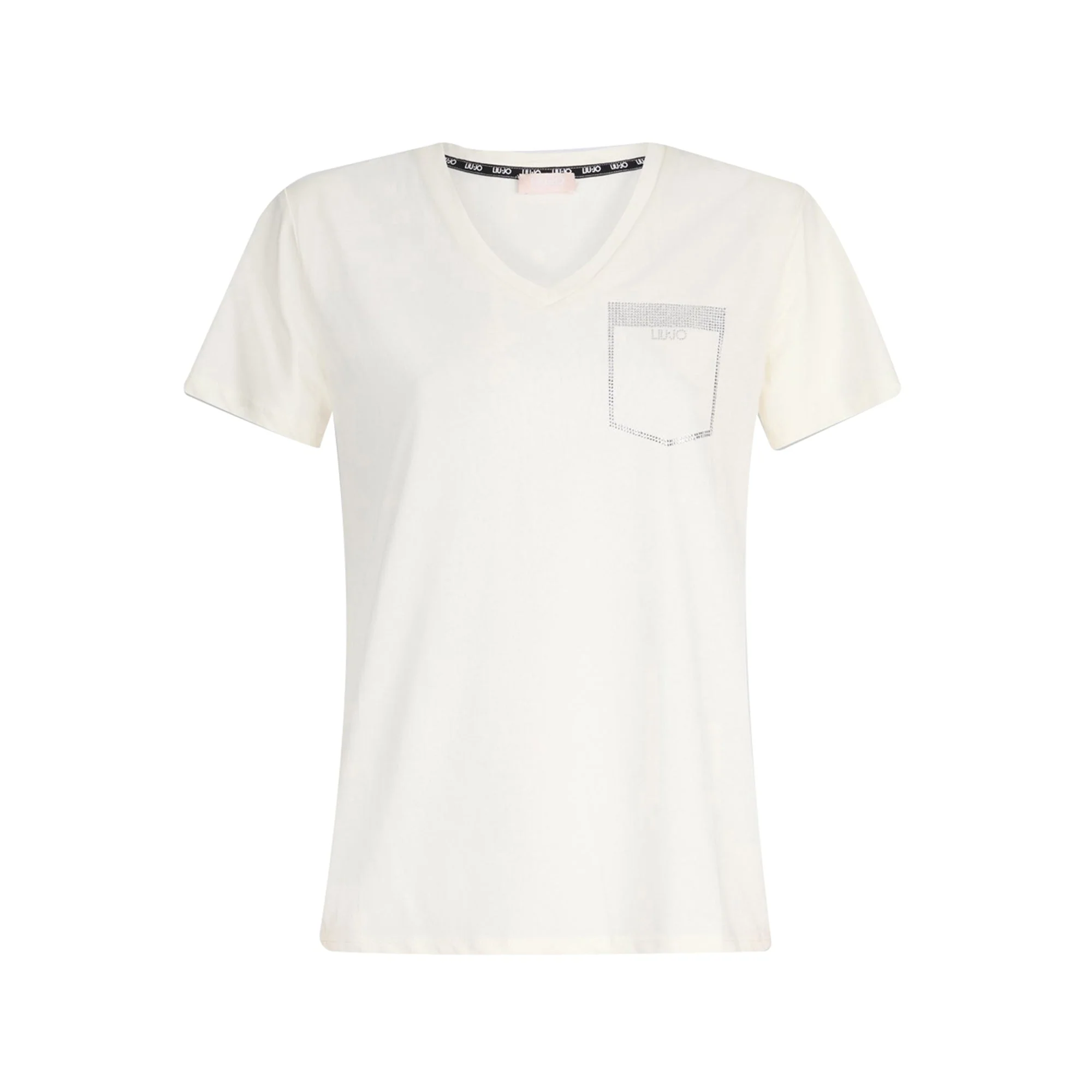 T-shirt Donna con taschino strass - Image 2