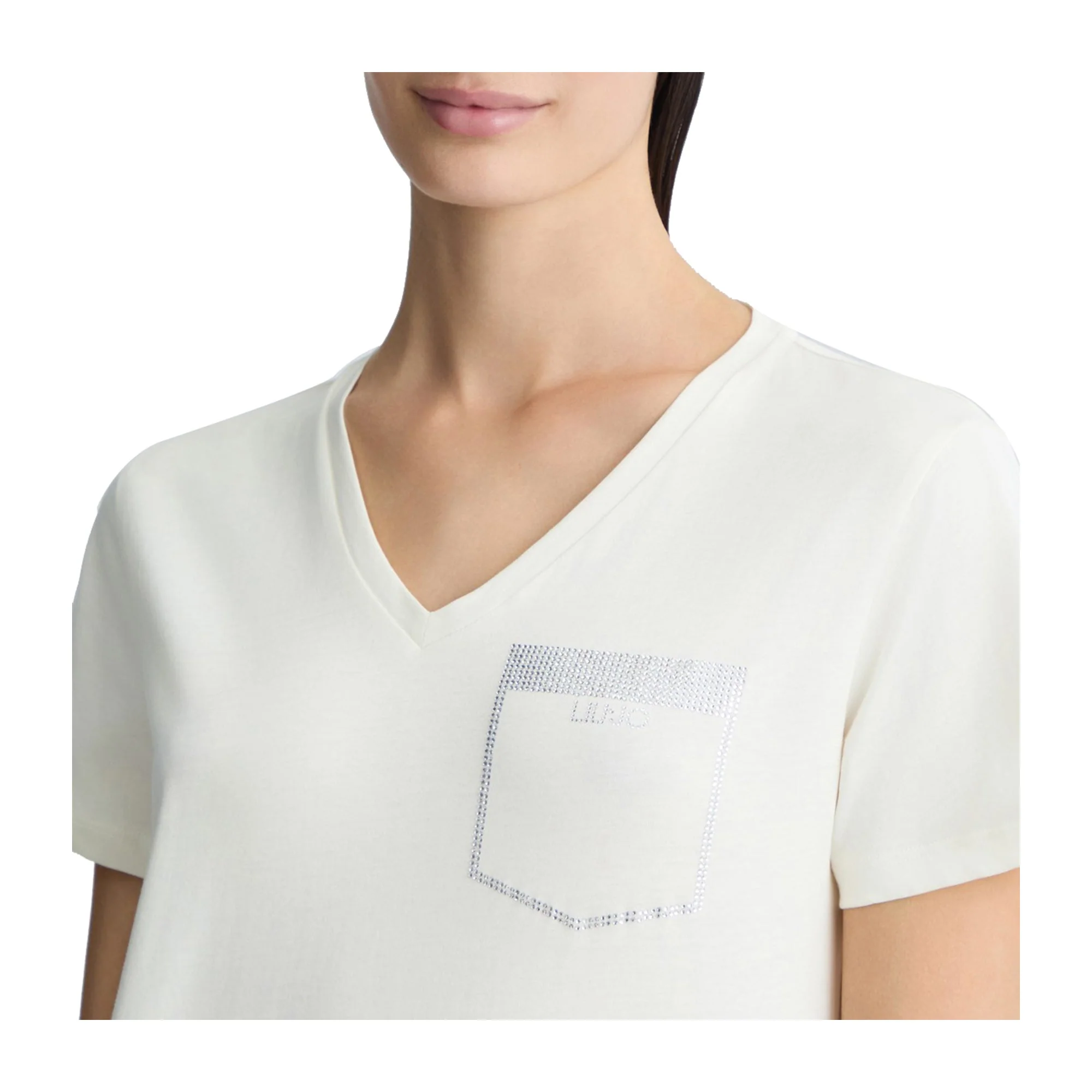 T-shirt Donna con taschino strass - Image 3