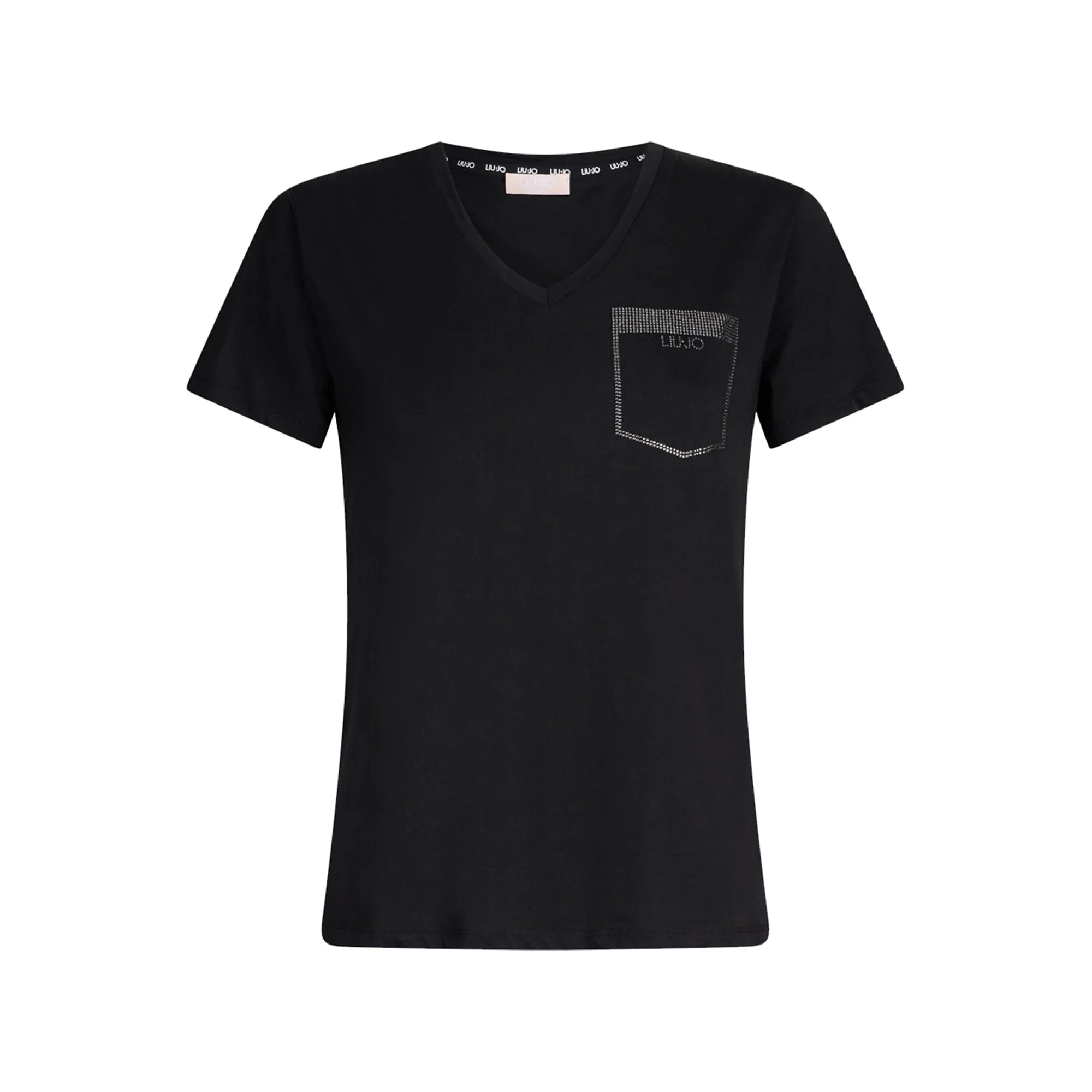 T-shirt Donna taschino strass Nero