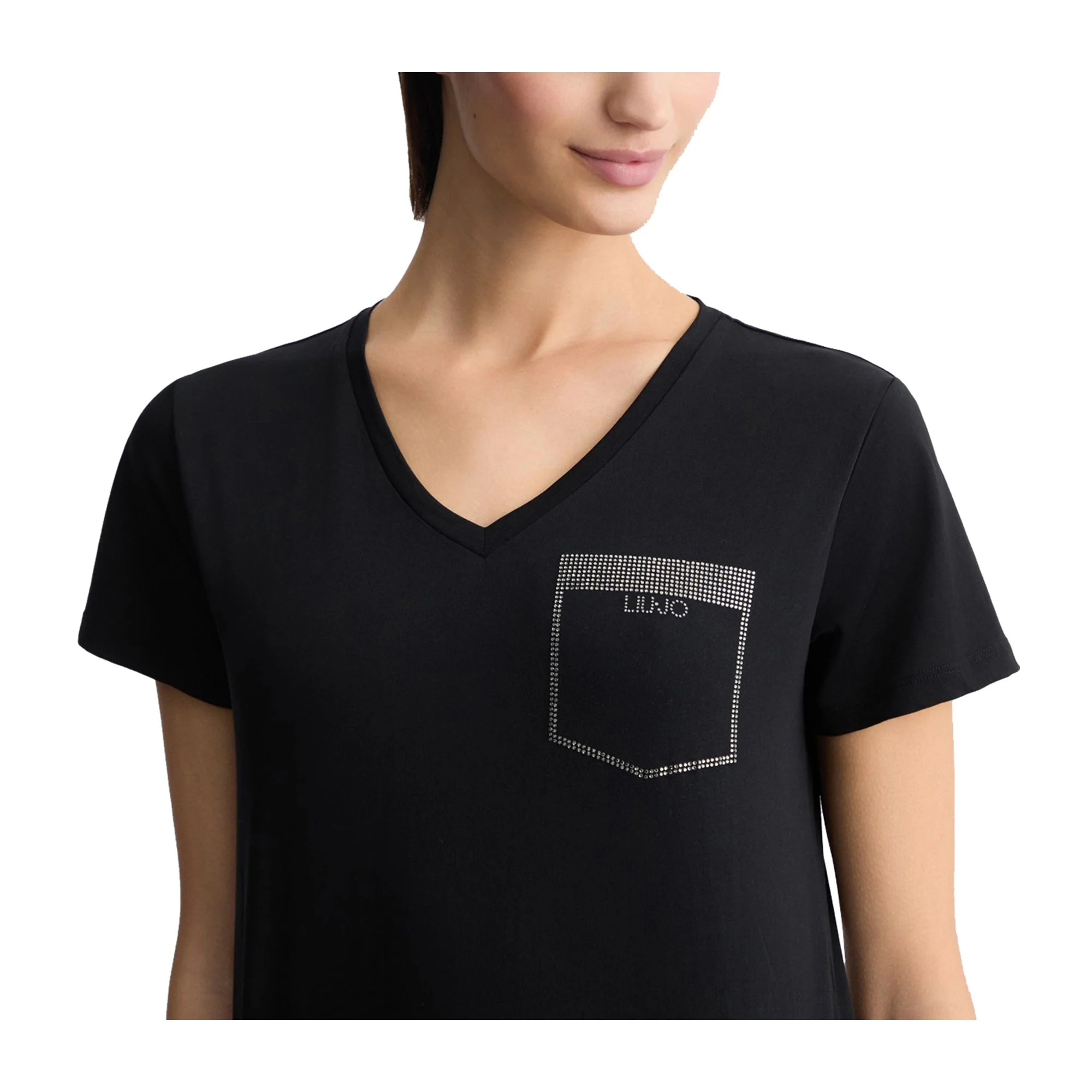 T-shirt Donna taschino strass Nero - Image 3