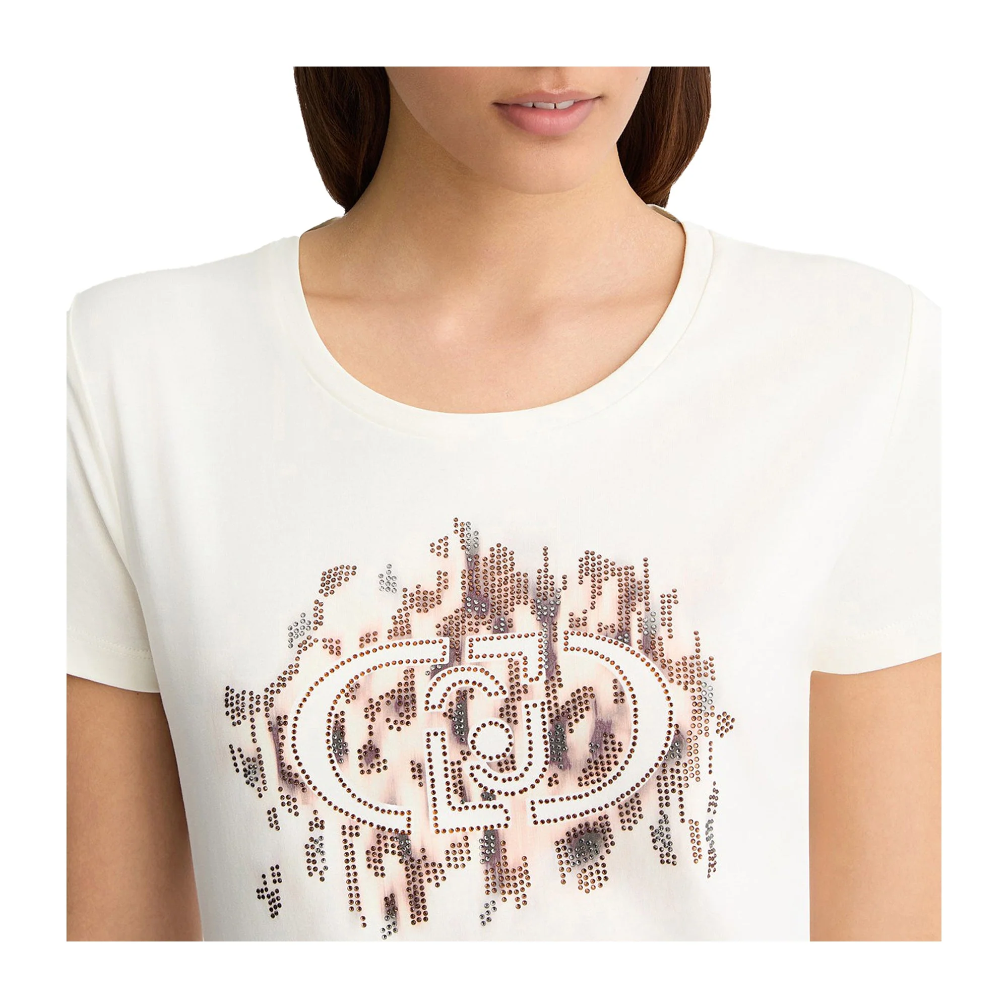 T-shirt Donna logo animalier con strass - Image 4