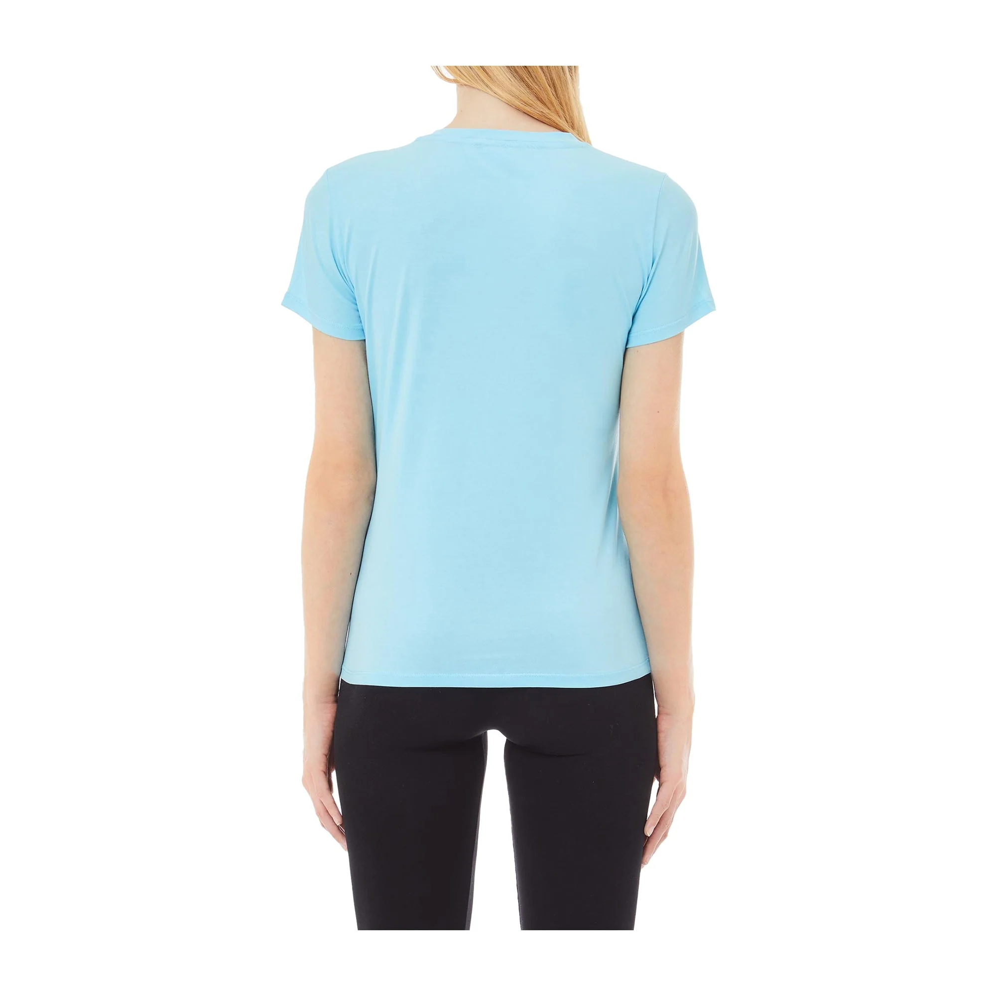 T-shirt Donna slim con logo strass Azzurro - Image 2