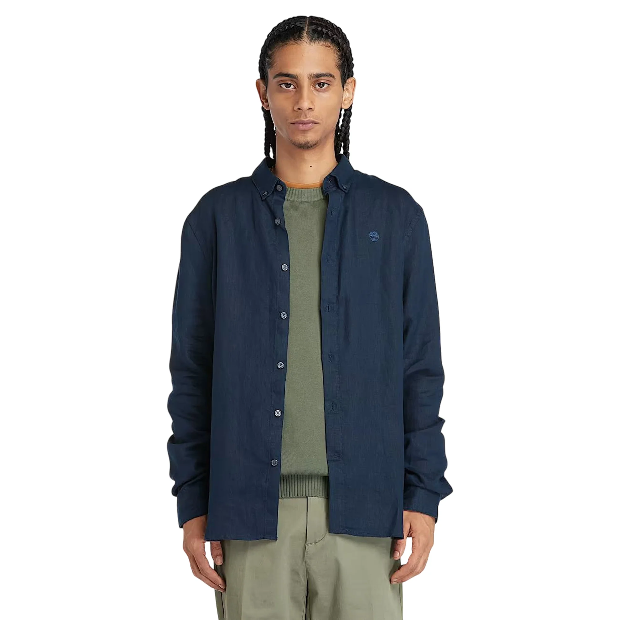 Camicia Uomo in Lino Mill Brook Blu scuro - Image 2