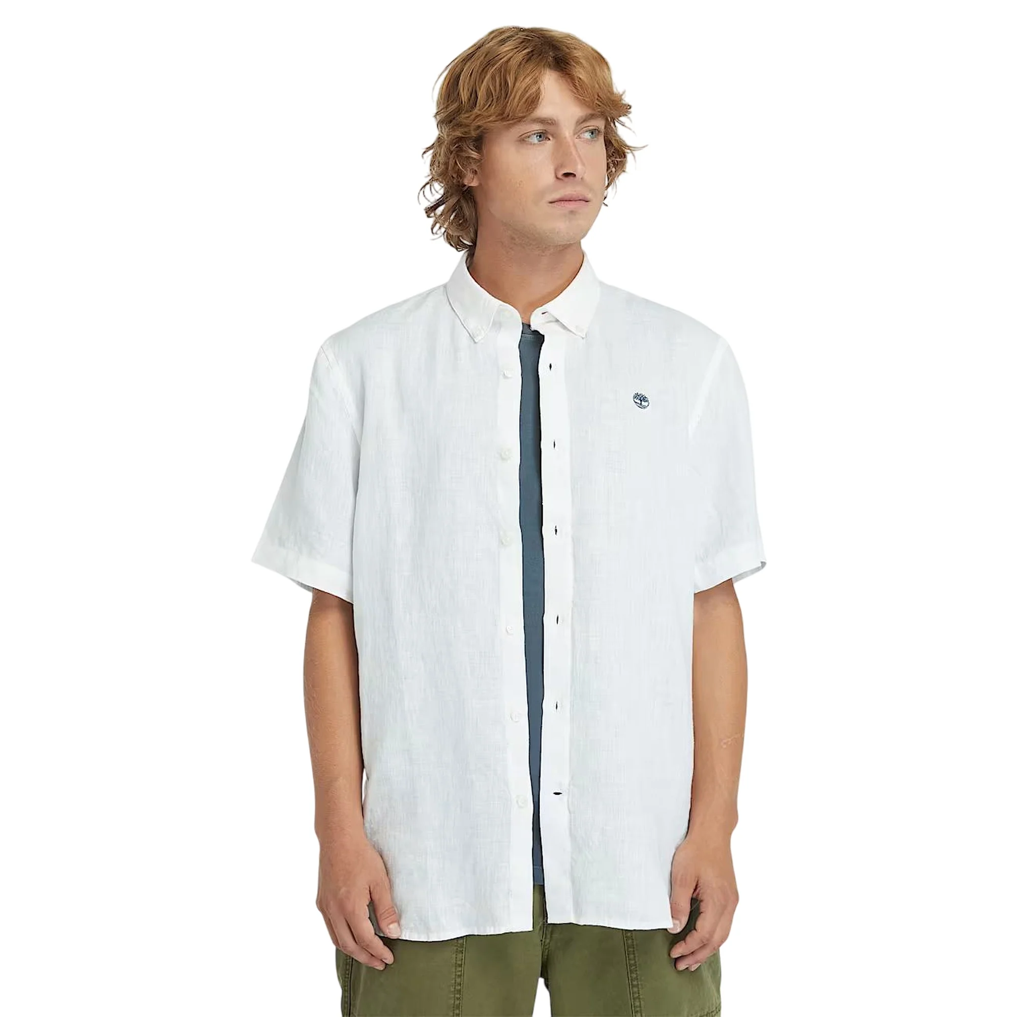 Camicia Uomo Maniche Corte in Lino Mill Brook Bianco - Image 2