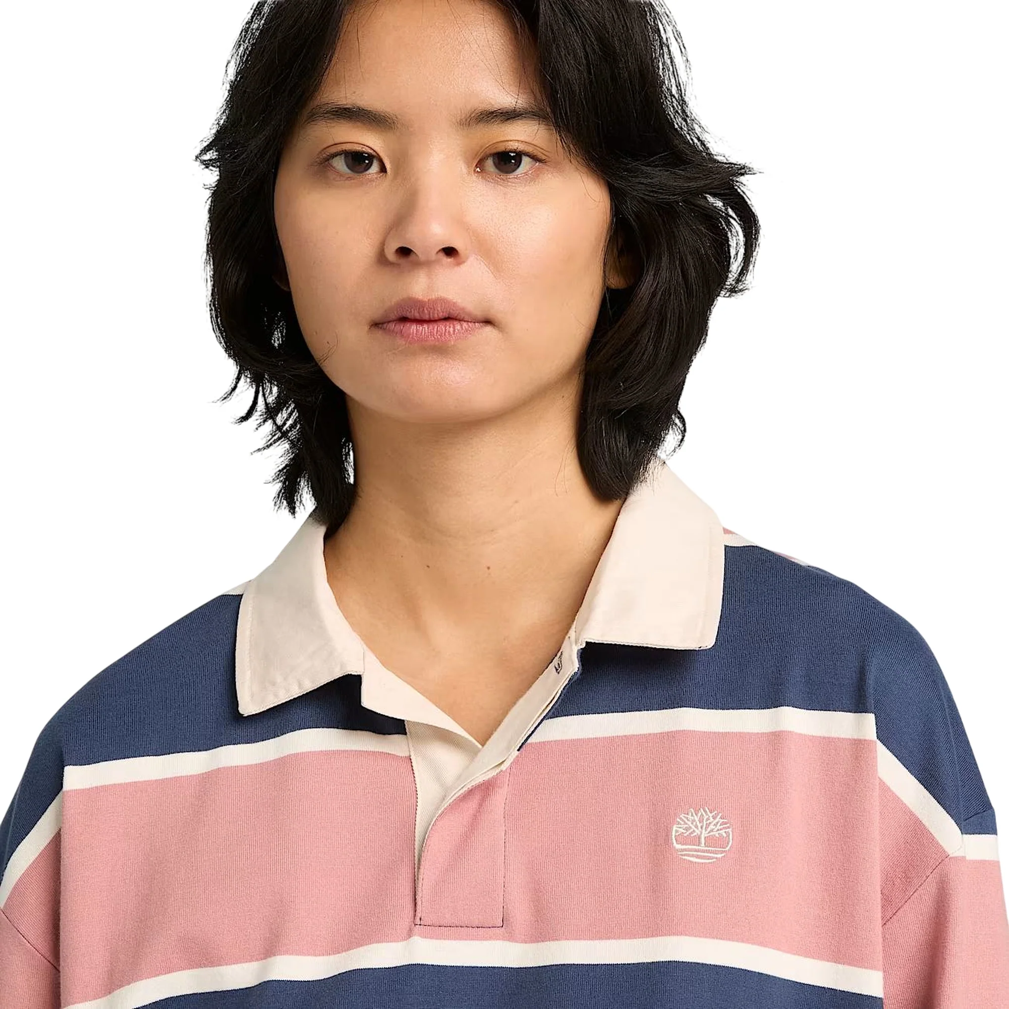 Polo Rugby unisex a righe rosa e blu scuro - Image 4