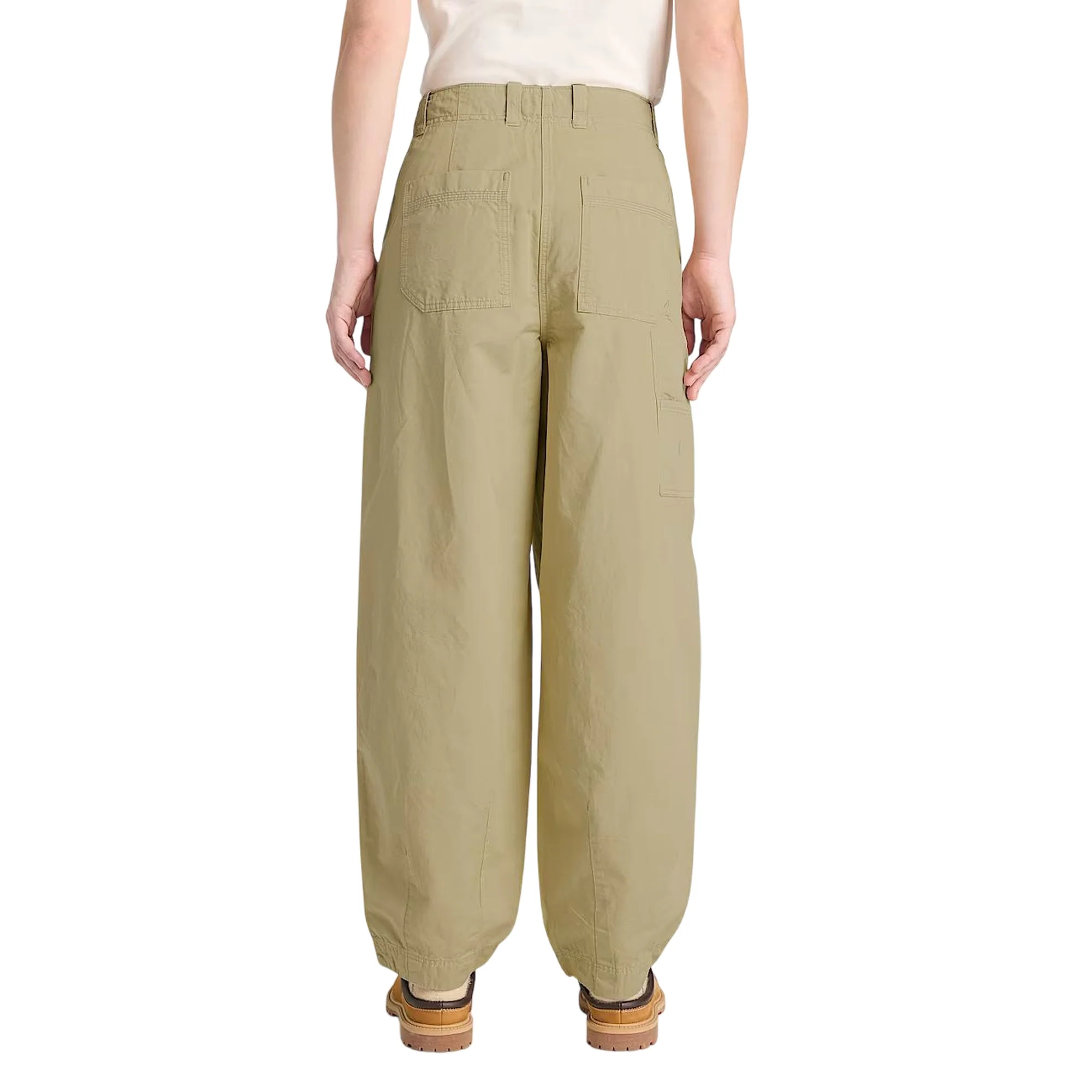 Pantaloni Donna Utility Cotone e Lino Verdi - Image 3