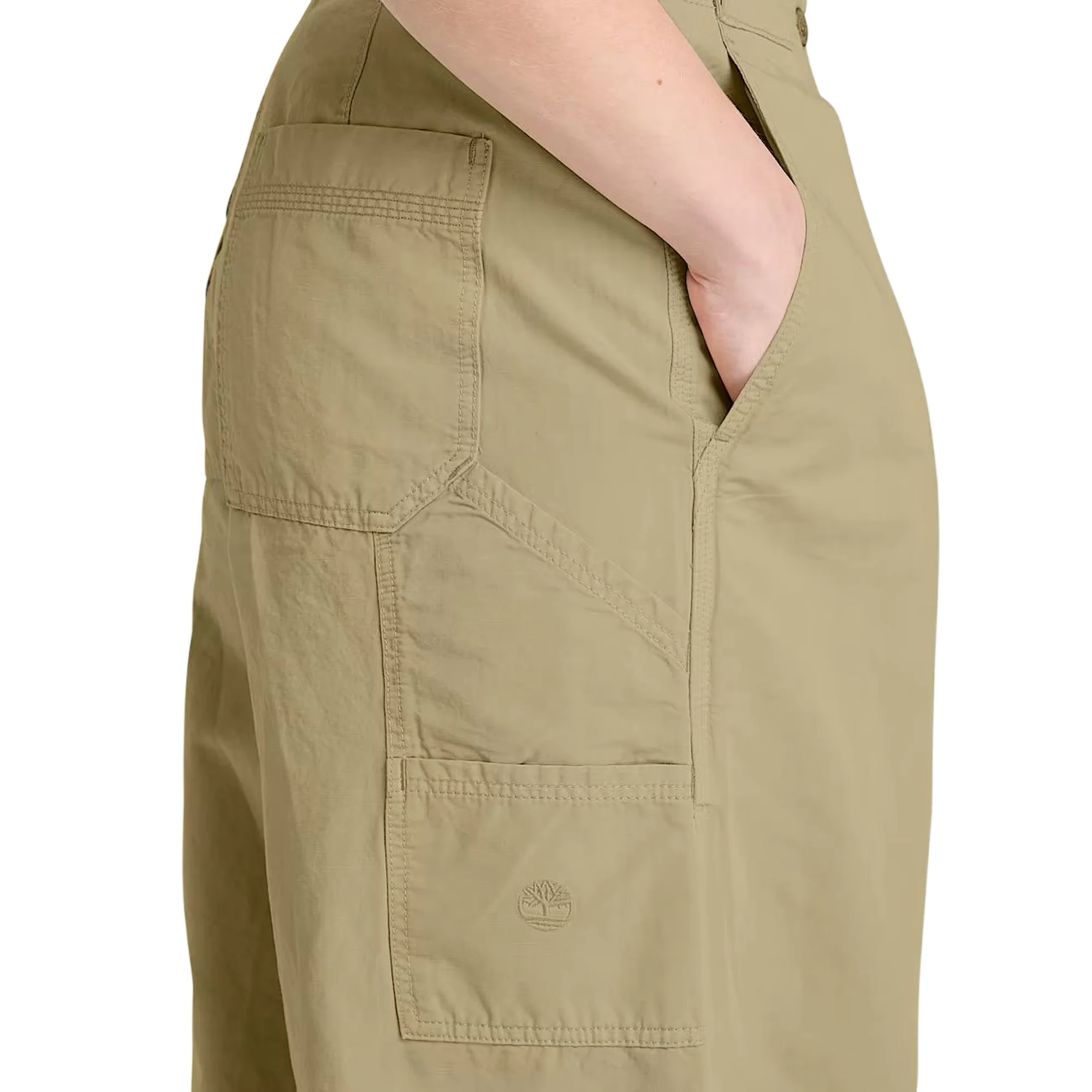 Pantaloni Donna Utility Cotone e Lino Verdi - Image 4