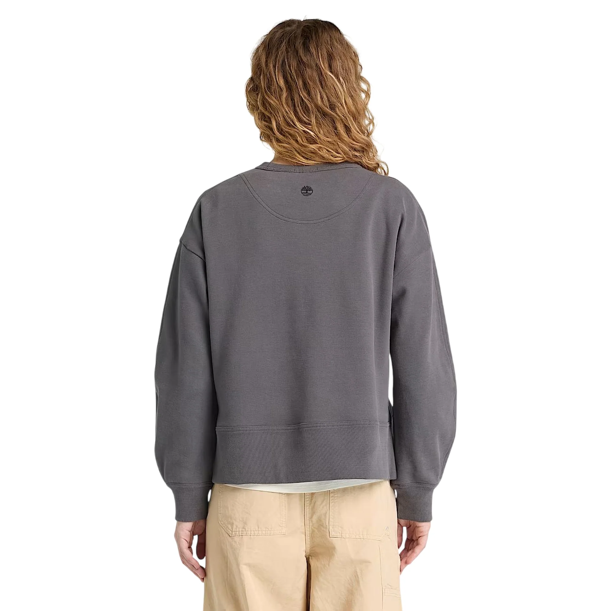 Felpa Lush girocollo in cotone da donna in grigio scuro - Image 4