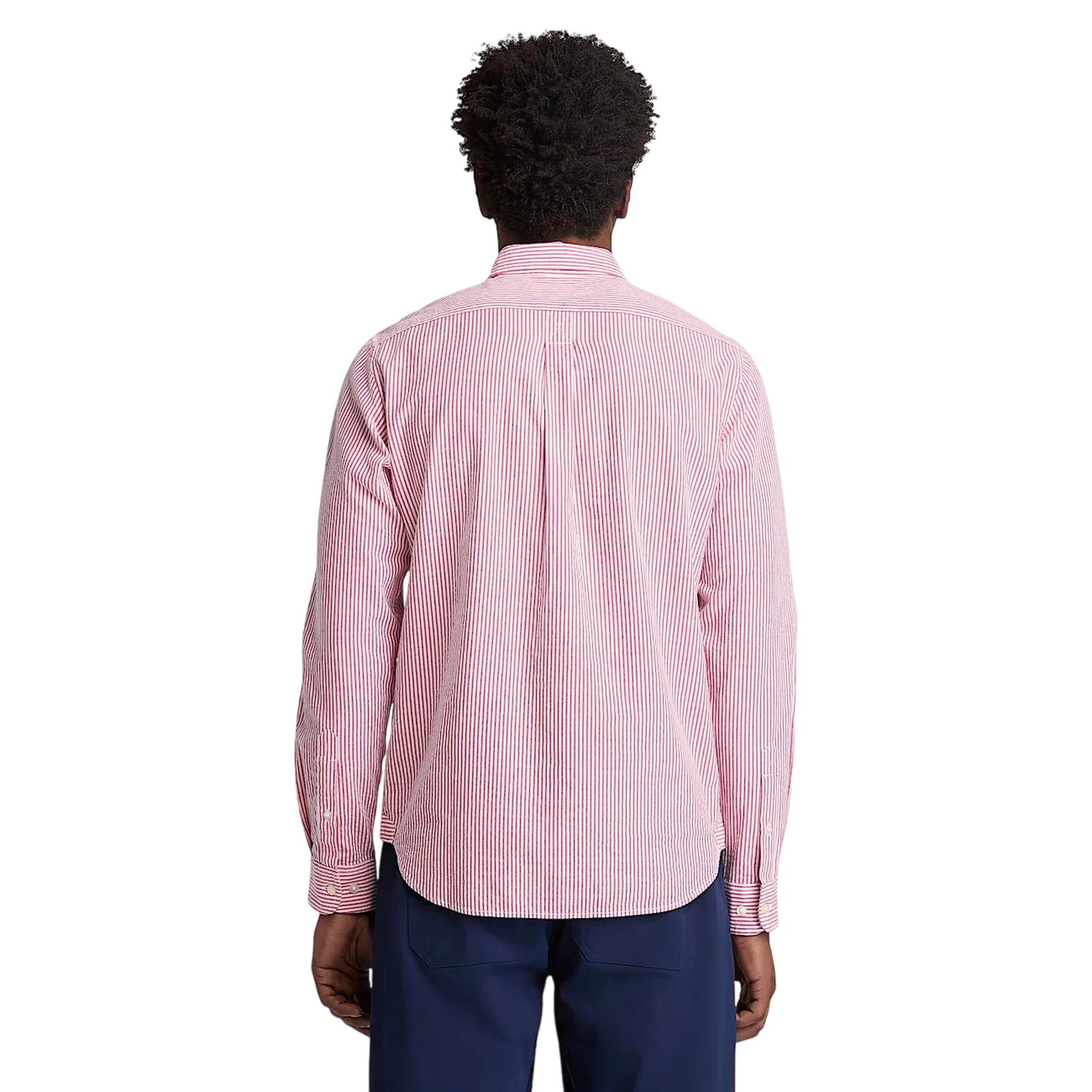 Camicia Seersucker a Righe Uomo rossa - Image 4