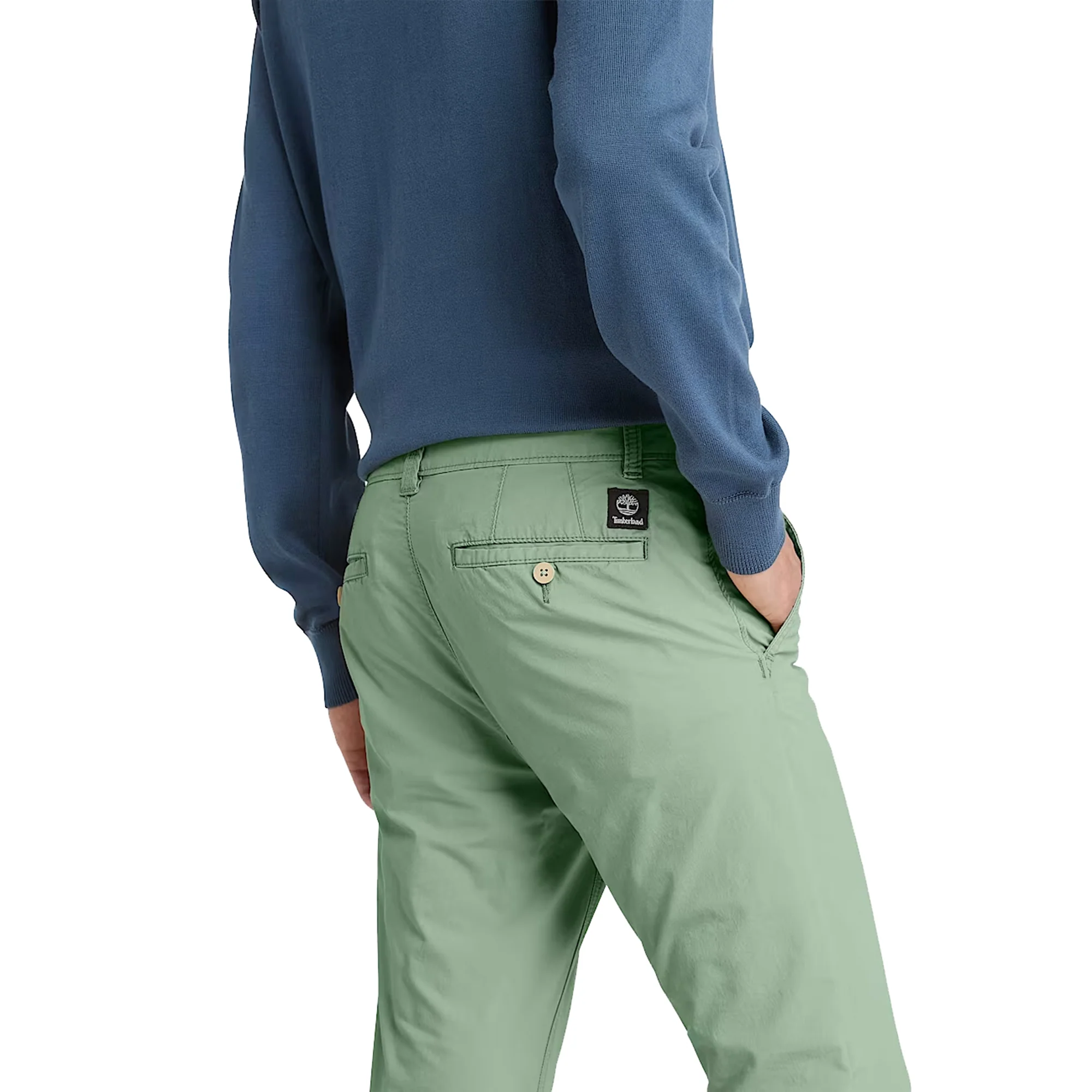 Pantaloni Chino Uomo in Popeline Verde chiaro - Image 4