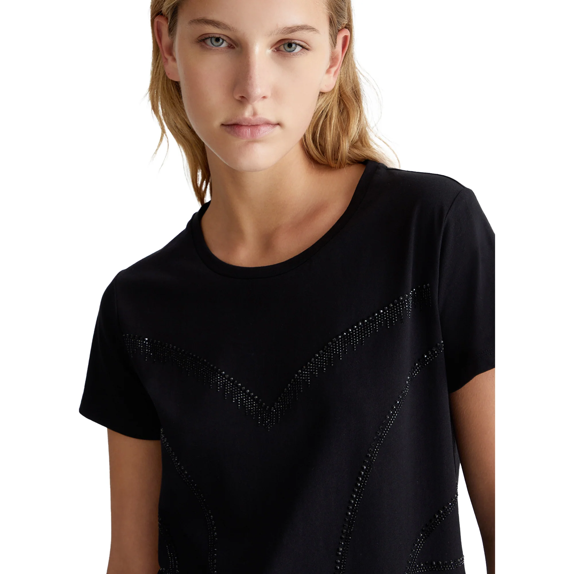 T-shirt Donna con strass Nero - Image 4